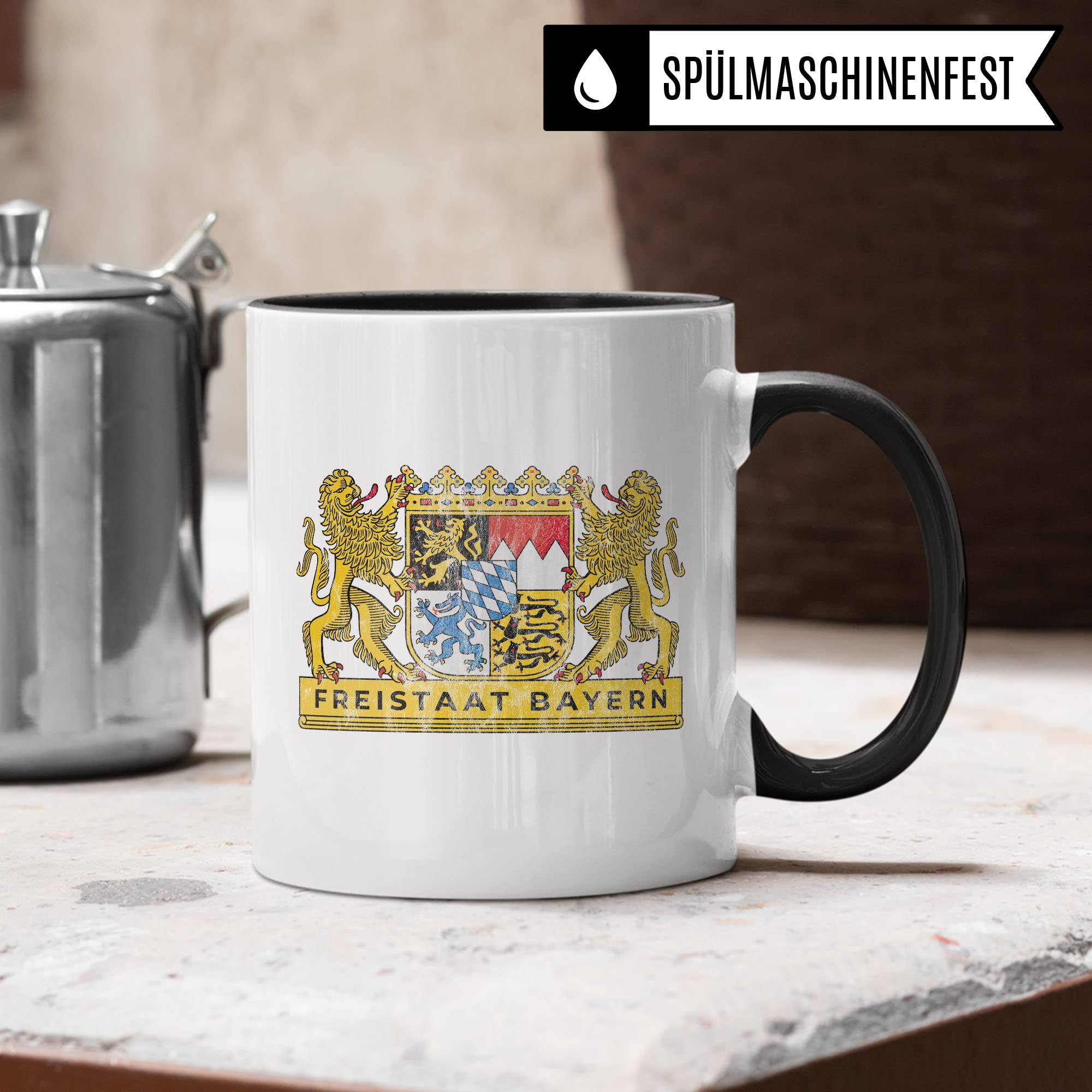 Freistaat Bayern Tasse Geschenkidee Heimat Kaffeetasse Humor Witz Geschenk für Bayer Kaffeebecher Bayrisch Becher