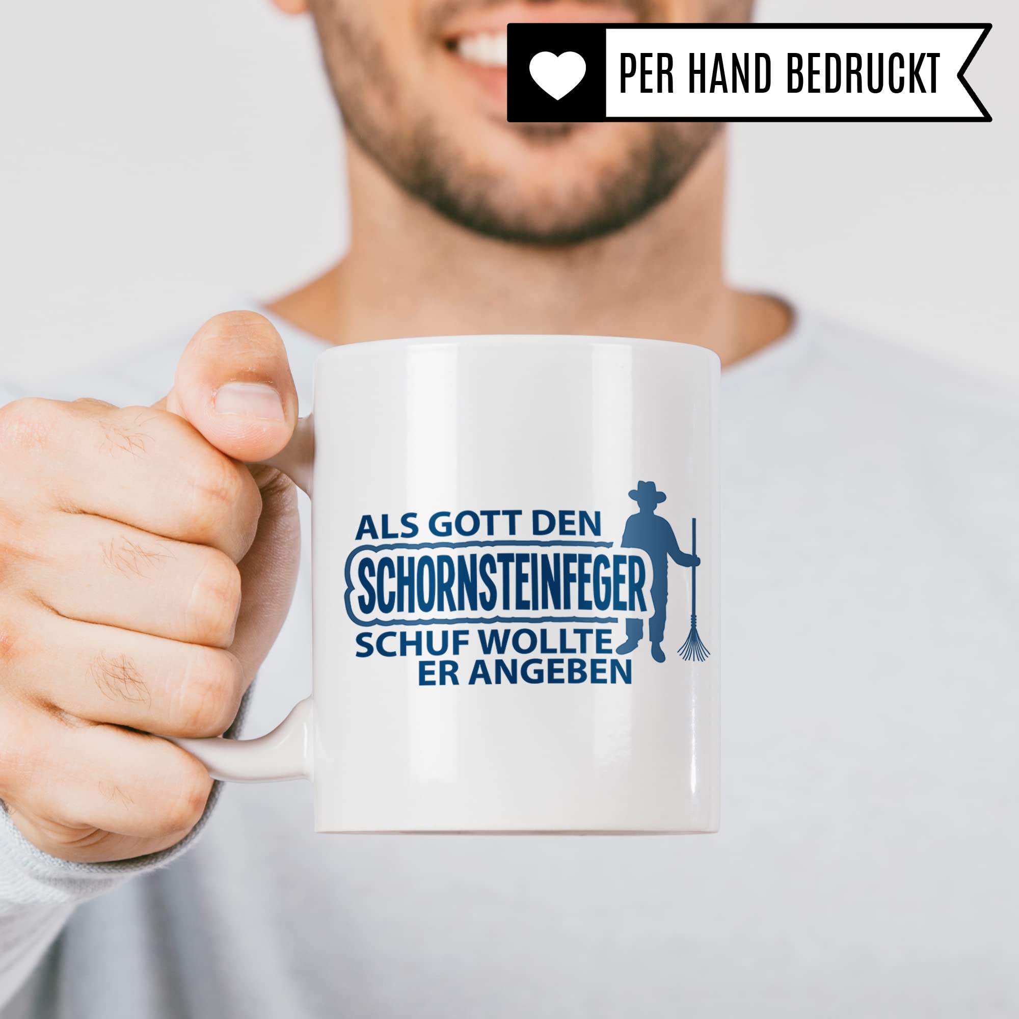 Schornsteinfeger Tasse Geschenkidee, Kaminfeger Geschenk, Kaffeebecher mit Spruch lustig, Kaffeetasse Humor Witz Geschenkidee für Kaminkehrer, Meister Teetasse