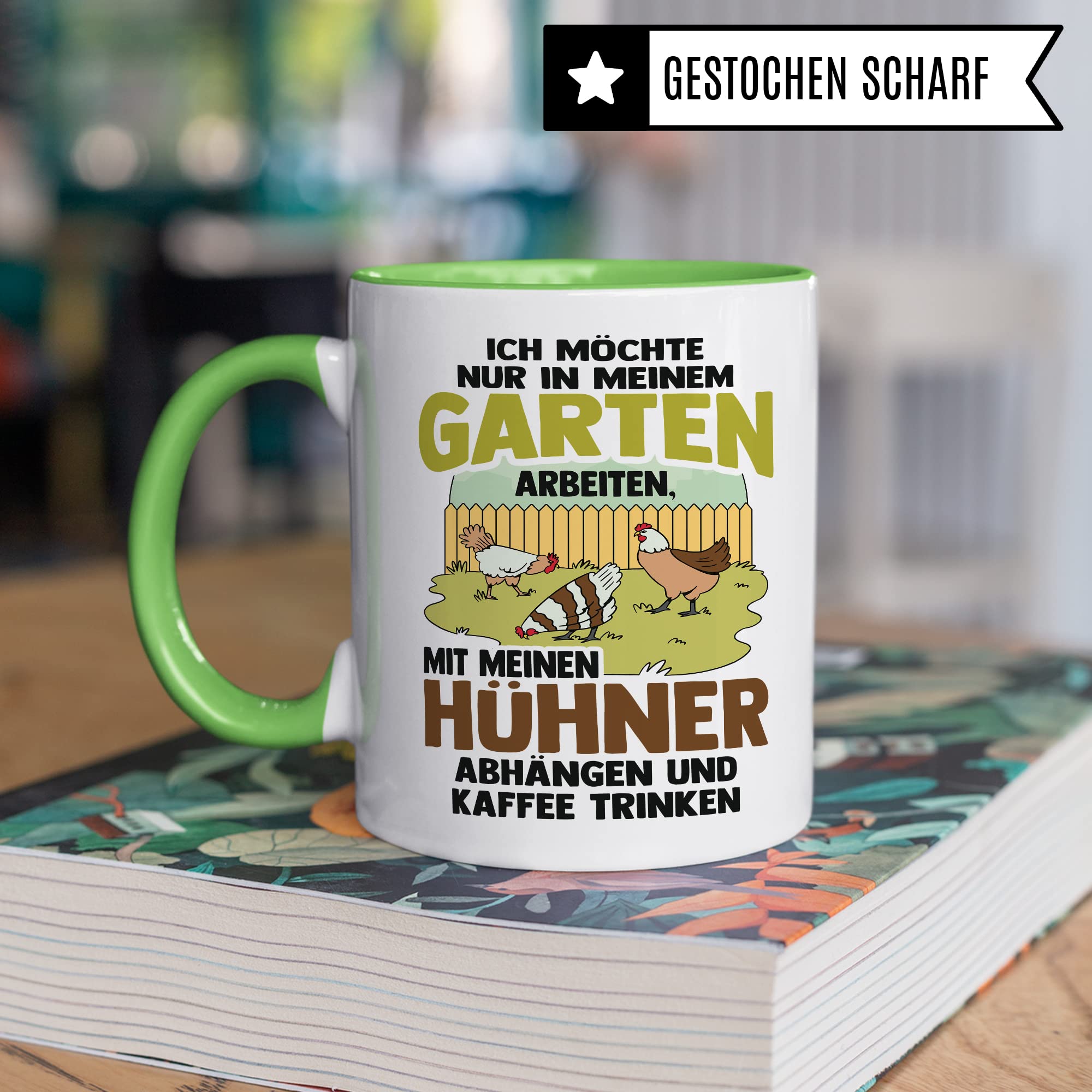 Garten Hühner Tasse Gartenarbeit Kaffeetasse Hühnerhalter-in Kaffee-Becher Heimgärtner Geschenkidee lustig Geschenk Humor