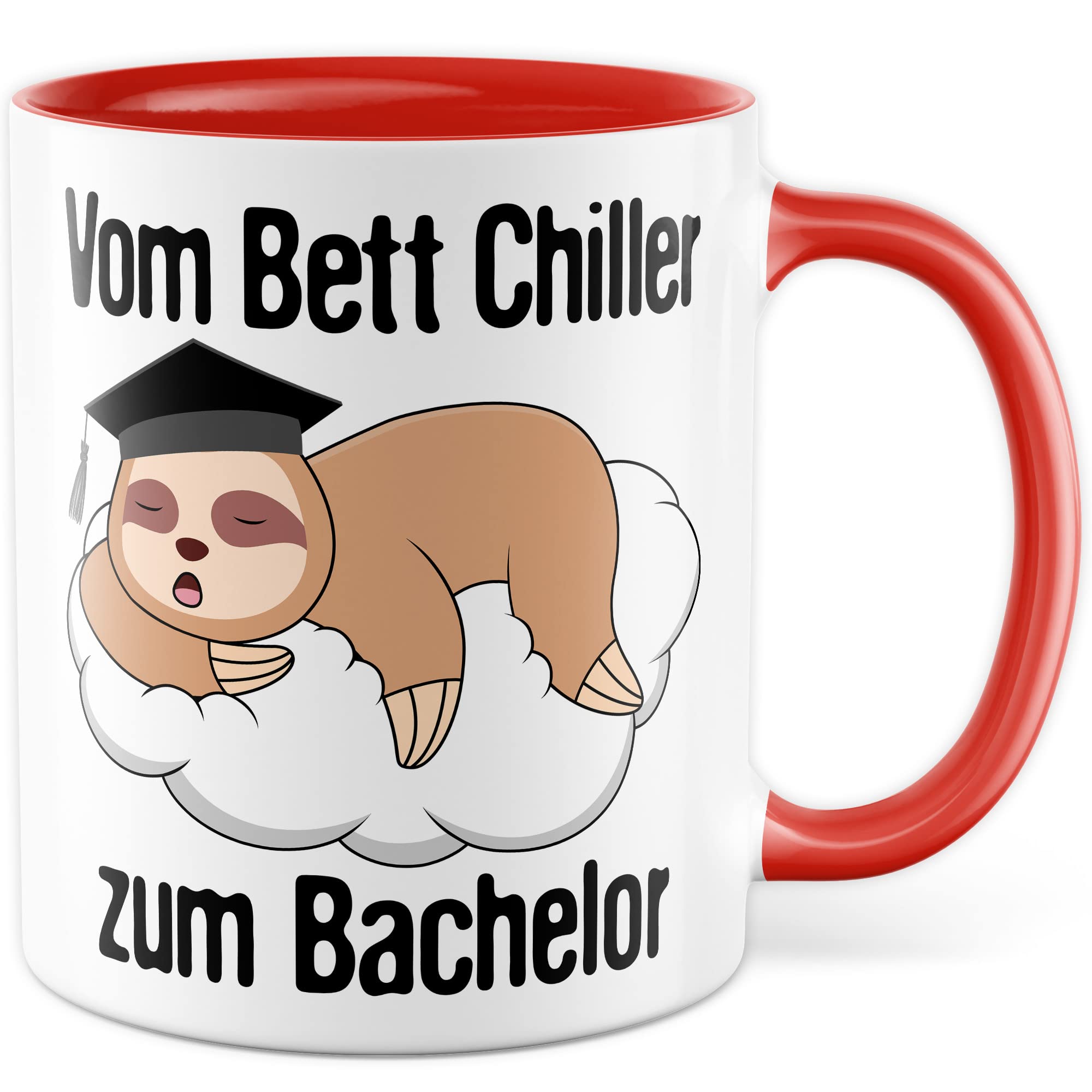 Bachelor Tasse Studenten Geschenk Humor Kaffeetasse mit lustigen Spruch Uni Kaffeebecher Studentin Geschenkidee Faultier Teetasse