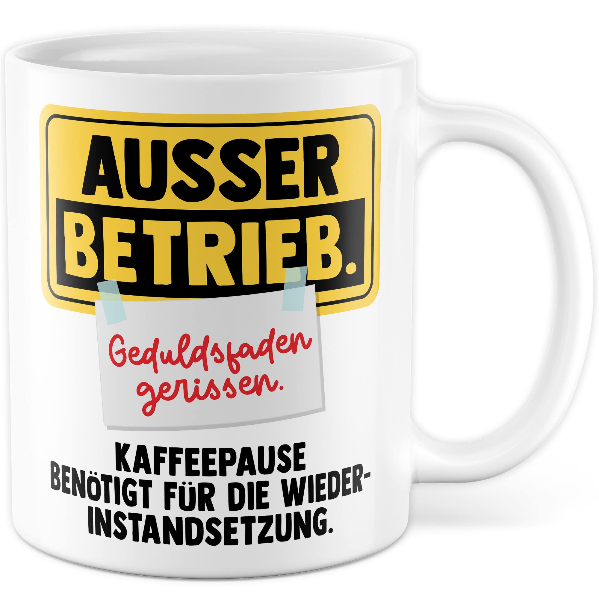 Büro Tasse Witz Geschenkidee Geduldsfaden Kaffeetasse Humor Geschenk für Kollegen Kaffeebecher Arbeits Becher