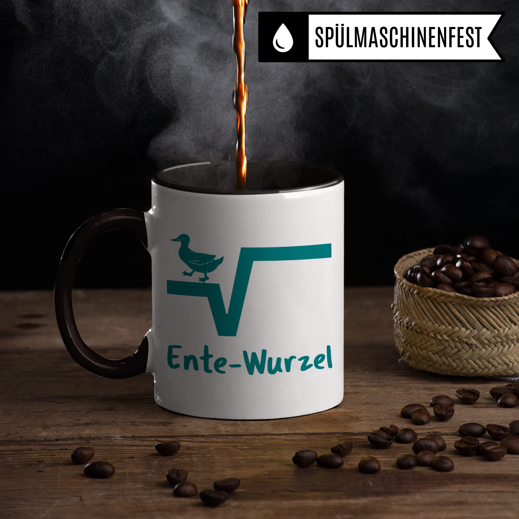 Ente-Wurzel Tasse: Mathe Geschenk lustig, Mathelehrer Mathelehrerin Mathematiker Geschenk-Idee Formel Kaffeetasse, Lehrer Geschenkidee, Lehrerin Kaffeebecher Schul Teetasse