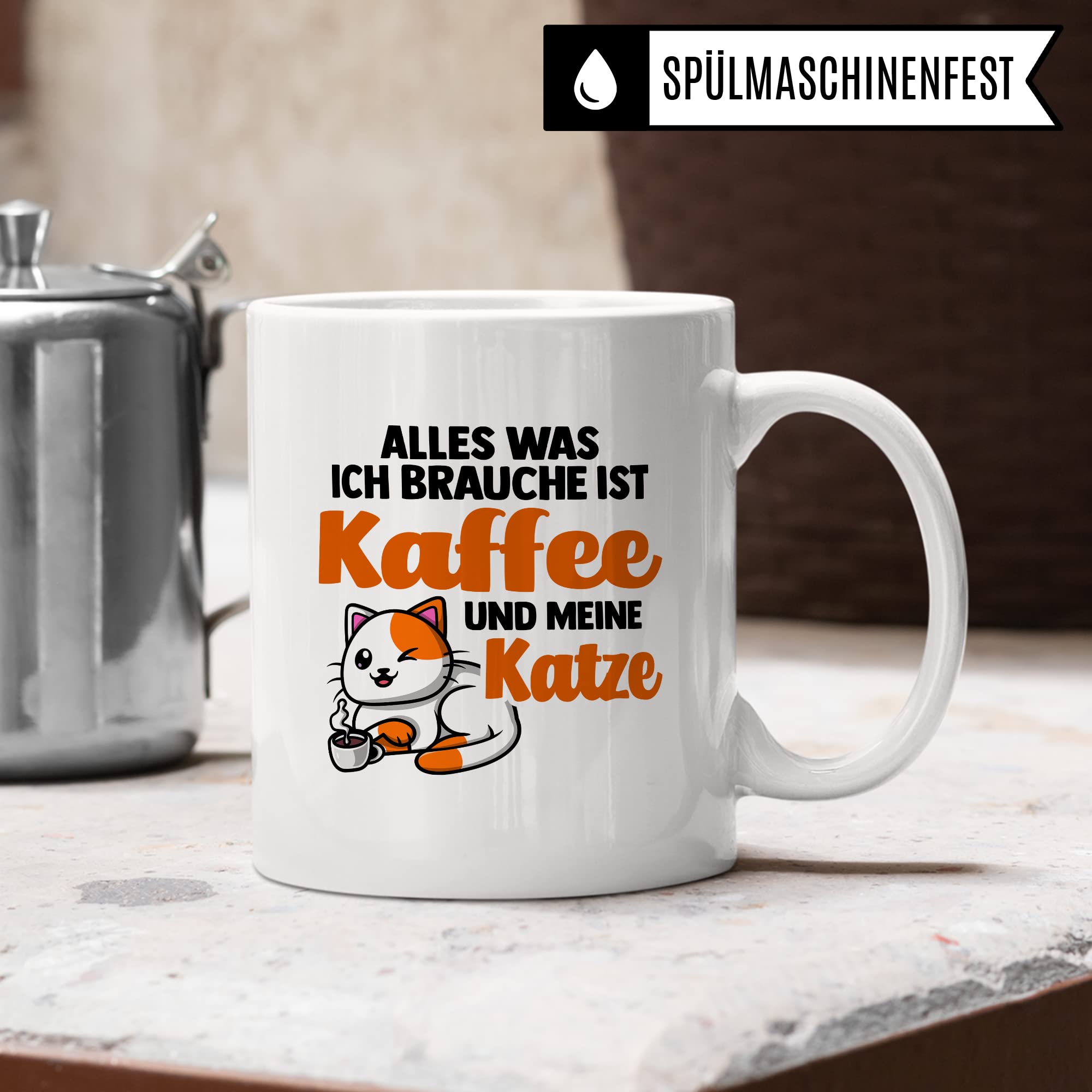 Lustige Tasse Katzen Kaffeetasse Humor Kaffee-Becher mit Spruch Katze Witz Katzenmama Geschenk Geschenkidee für Katzenliebhaber Kaffee und Katzen Kaffeeliebhaber Tasse fürs Büro