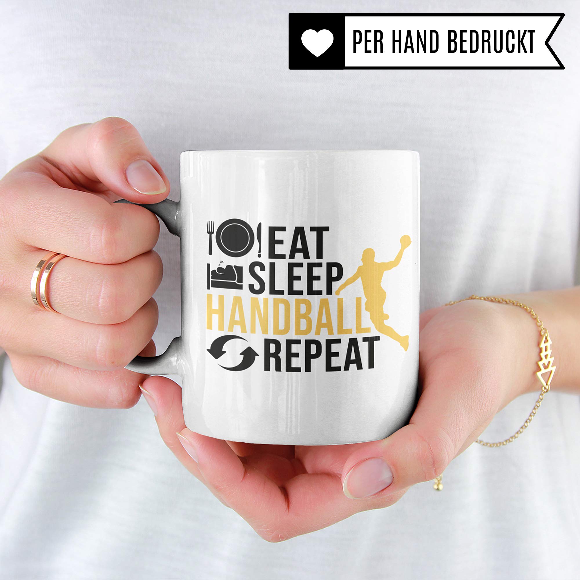 Pagma Druck Handball Geschenke für Männer, Jungen Handball Tasse, Eat Sleep Handball Repeat Becher Handballer Geschenkidee, Handballspieler Handballverein Handballmannschaft Spruch