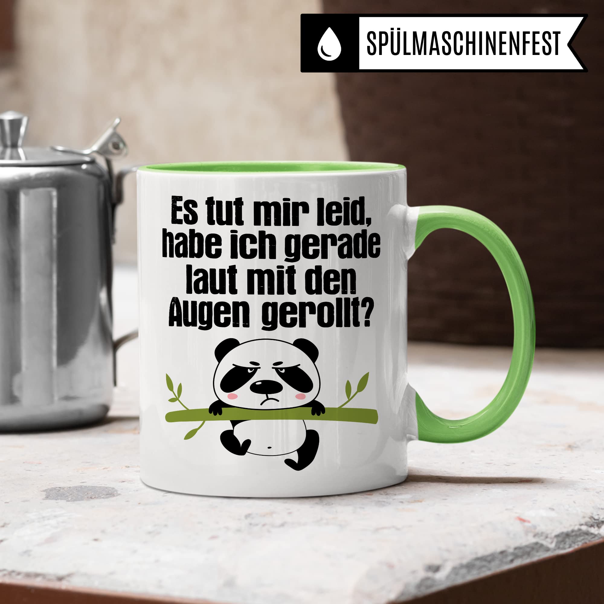 Tasse witzig Lustig Kaffeetasse Tasse fürs Büro Panda Tasse Augen rollen Spruch Kaffee-Becher Tassen Sprüche Witz Cool Kollegin Geschenk Geschenkidee