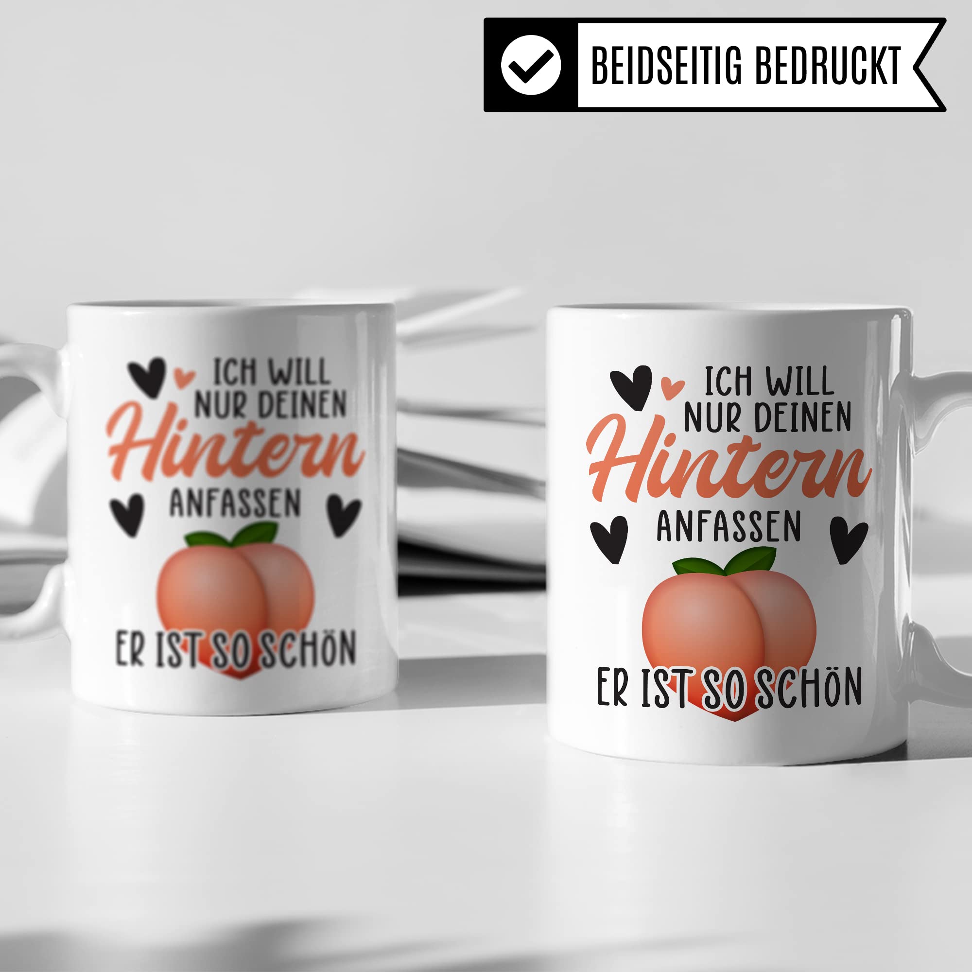 Hintern Tasse Freundin Geschenk Kaffeetasse Freund Popo Kaffee-Becher lustiges Geschenk Beziehung Geschenkidee Humor Ich will deinen Hintern anfassen Spruch Zeichnung