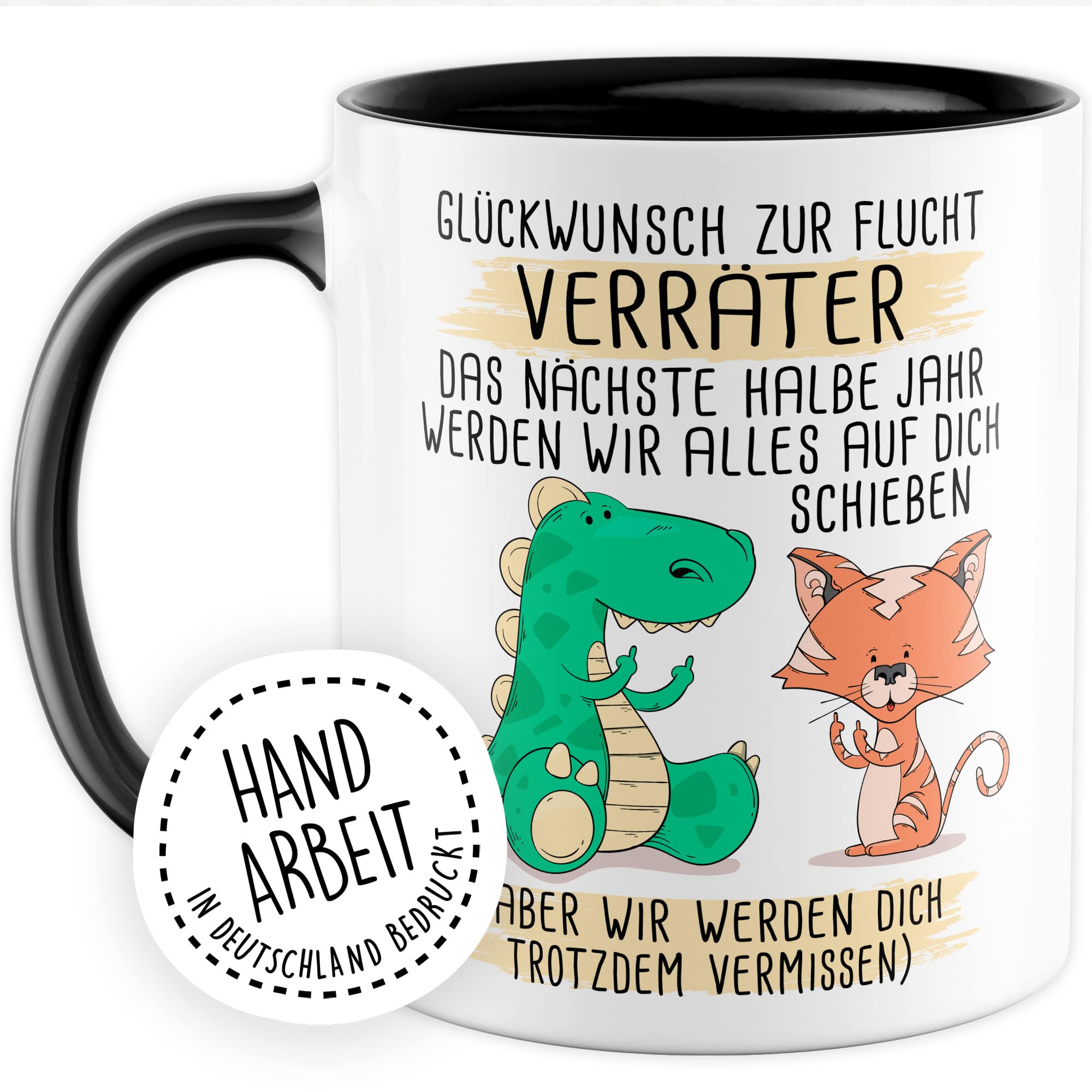 Abschied Tasse Abschiedsgeschenk Kaffeetasse Glückwunsch zur Flucht Spruch lustiger Kaffee-Becher Jobwechsel Kollege Kollegin Kündigung Ruhestand Geschenkidee Rente Geschenk Büro Arbeit