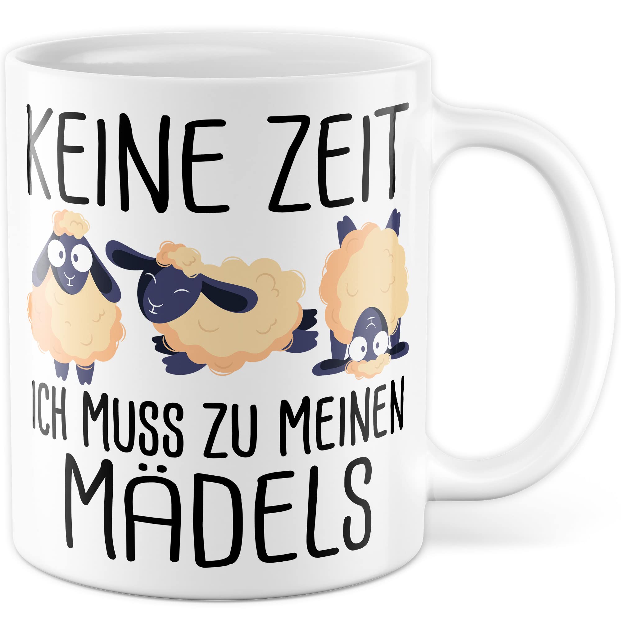 Mädels Tasse Schaf lustige Schafe Kaffeetasse Geschenk Kaffee-Becher Schäfchen süß Geschenkidee Mädchen Kollegin Humor Tante Freundin Wolle Cartoon Schaf Aufdruck witzig Bäuerin Bauernfrau