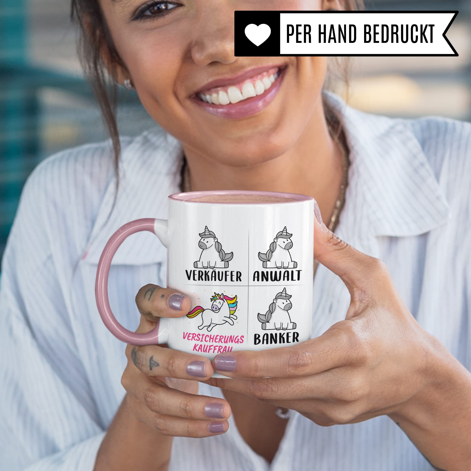 Tasse Versicherungskauffrau lustig, Versicherungskauffrau Geschenk Beruf, Spruch Kaffeebecher Versicherung Kauffrau Geschenkidee, Beruf Kaffee-Tasse Einhorn Frauen Teetasse Becher