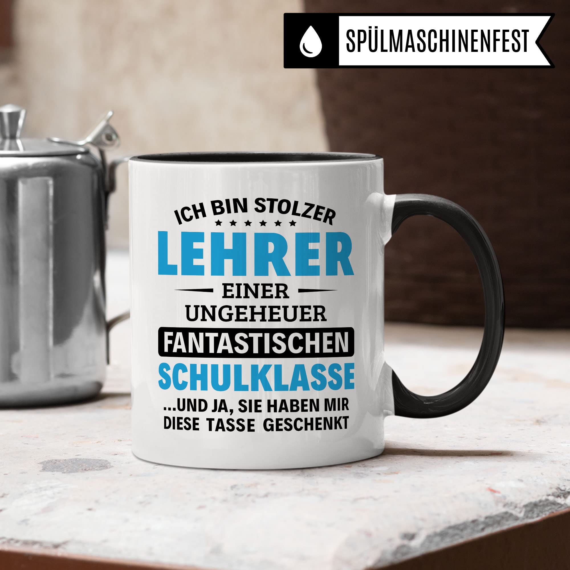 Lehrer Tasse Geschenkidee, Dankeschön Geschenk Schule Kaffeebecher mit Spruch lustig, Kaffeetasse Humor Witz für Klasse, Schüler Becher