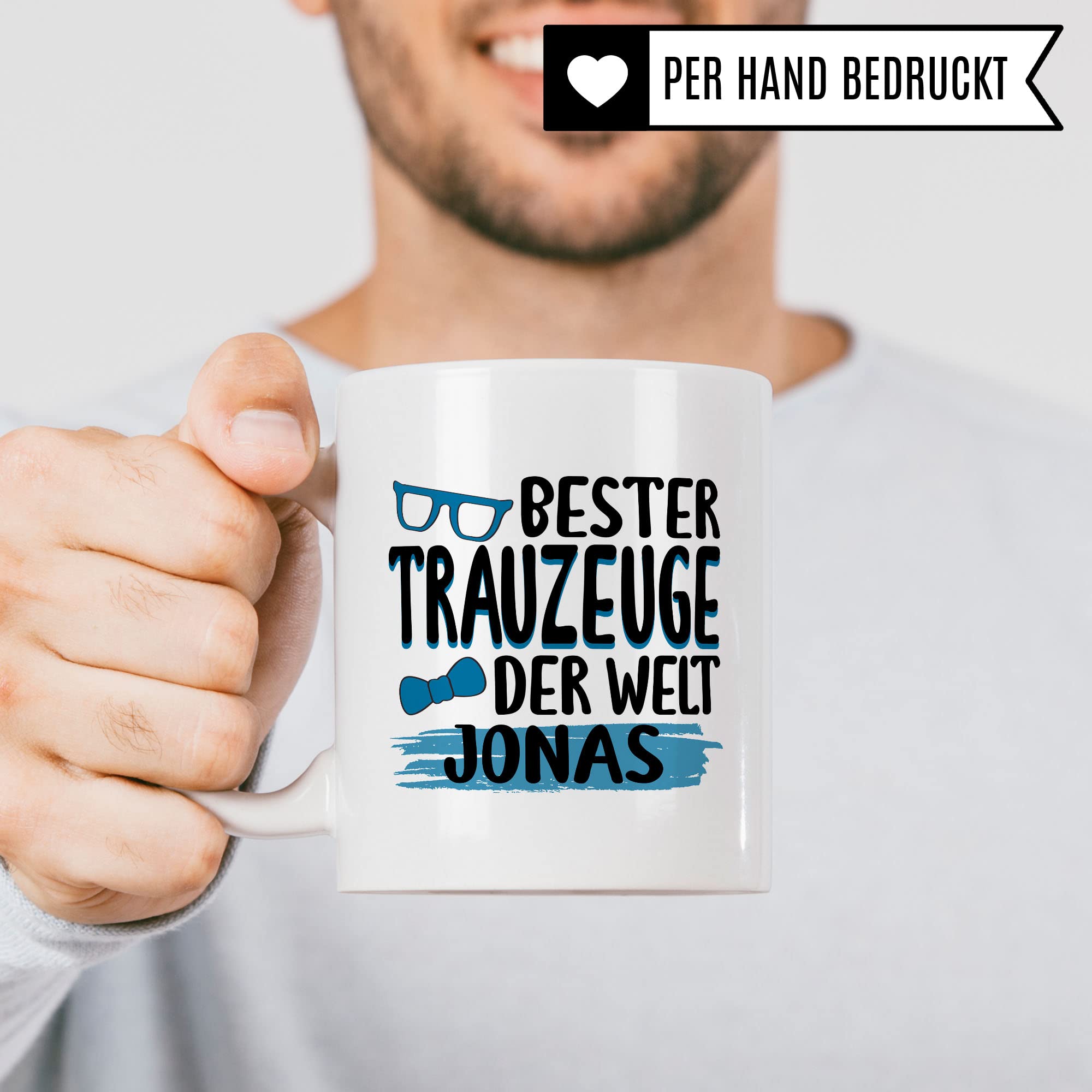 Trauzeuge personalisierbare Tasse, Trauzeuge fragen, Bester Trauzeuge der Welt - NAME, Geschenk Trauzeuge personalisierbar süßes Motiv schöne Geschenkidee Kaffetasse Teebecher Hochzeit