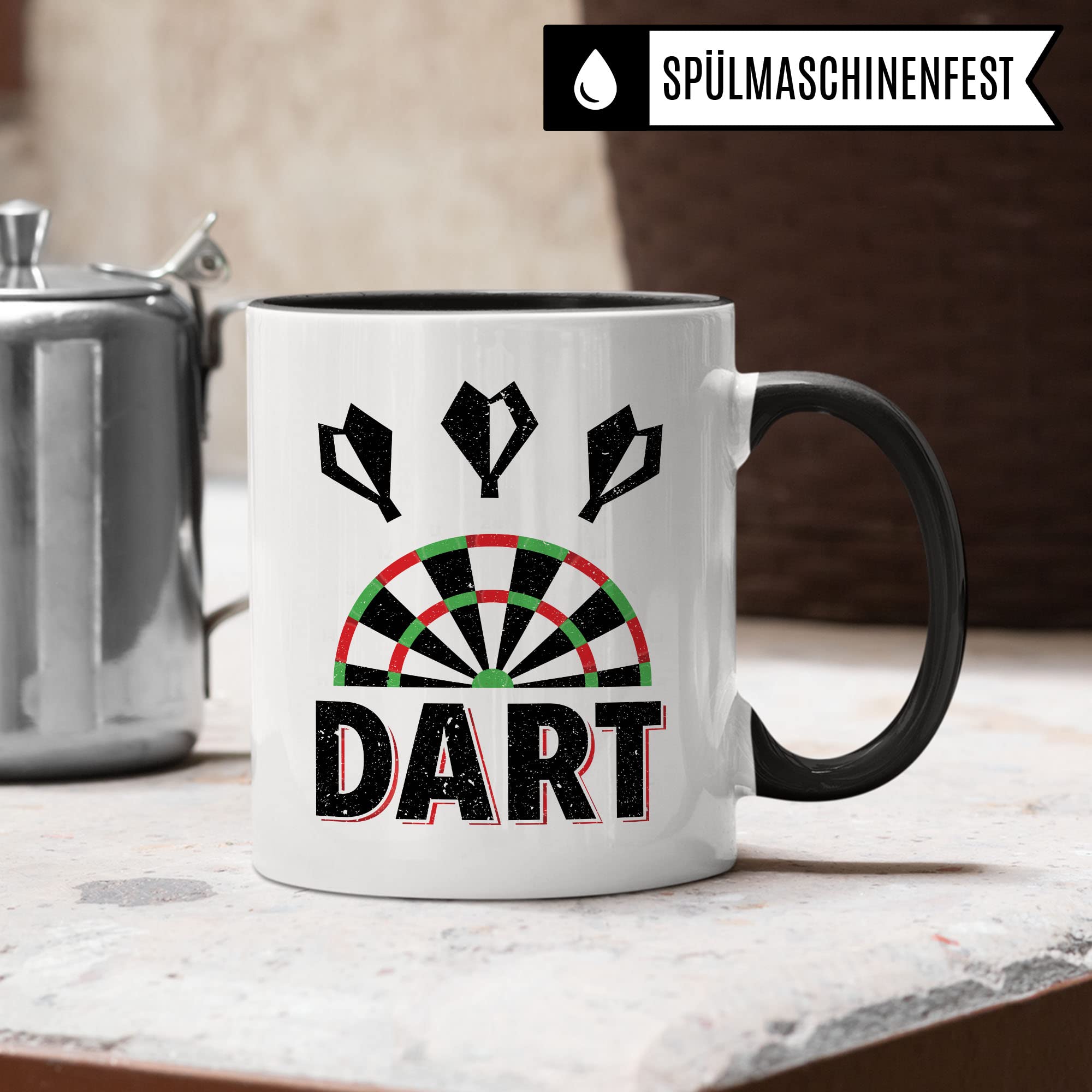 Dart Tasse Geschenkidee Kaffeetasse Humor Witz Geschenk für Dartspieler Kaffeebecher Darts Becher