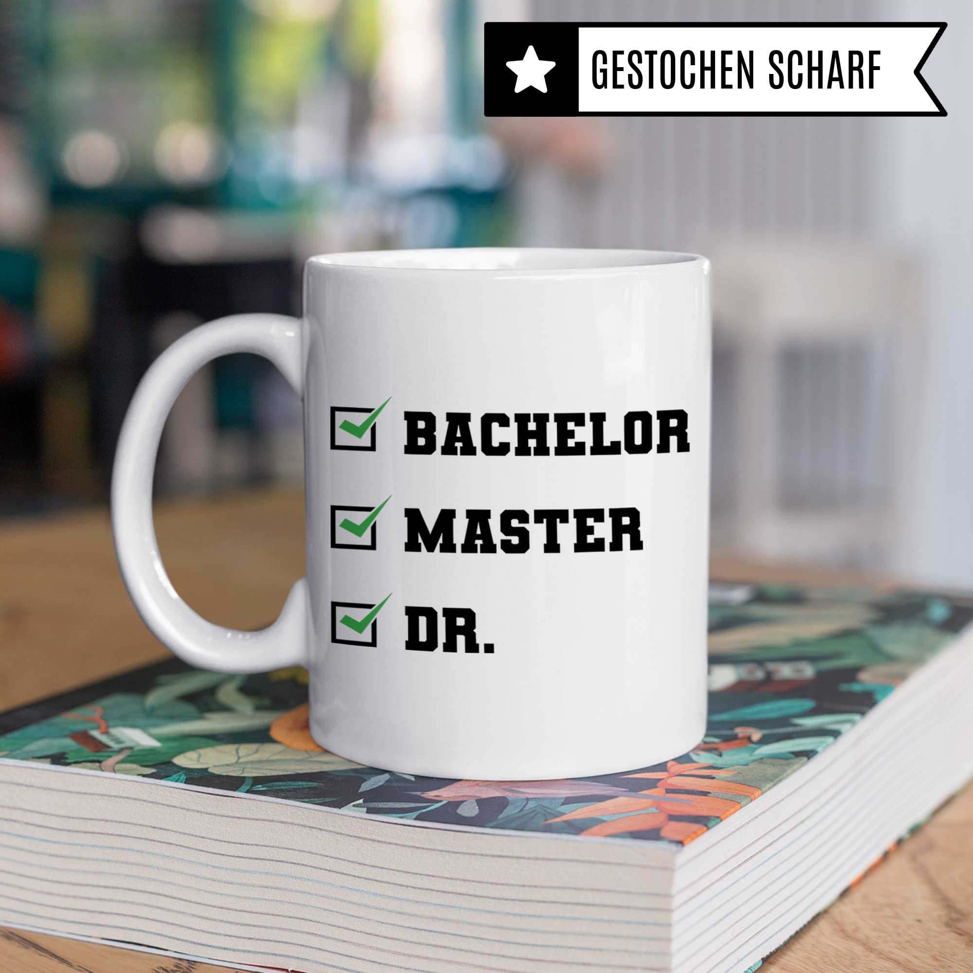 Doktortitel Tasse, Kaffebecher mit Spruch lustig, Doktor Geschenk, Kaffeetasse Humor Witz Geschenkidee für Doktorarbeit, Doktorin Teetasse Dr. Becher