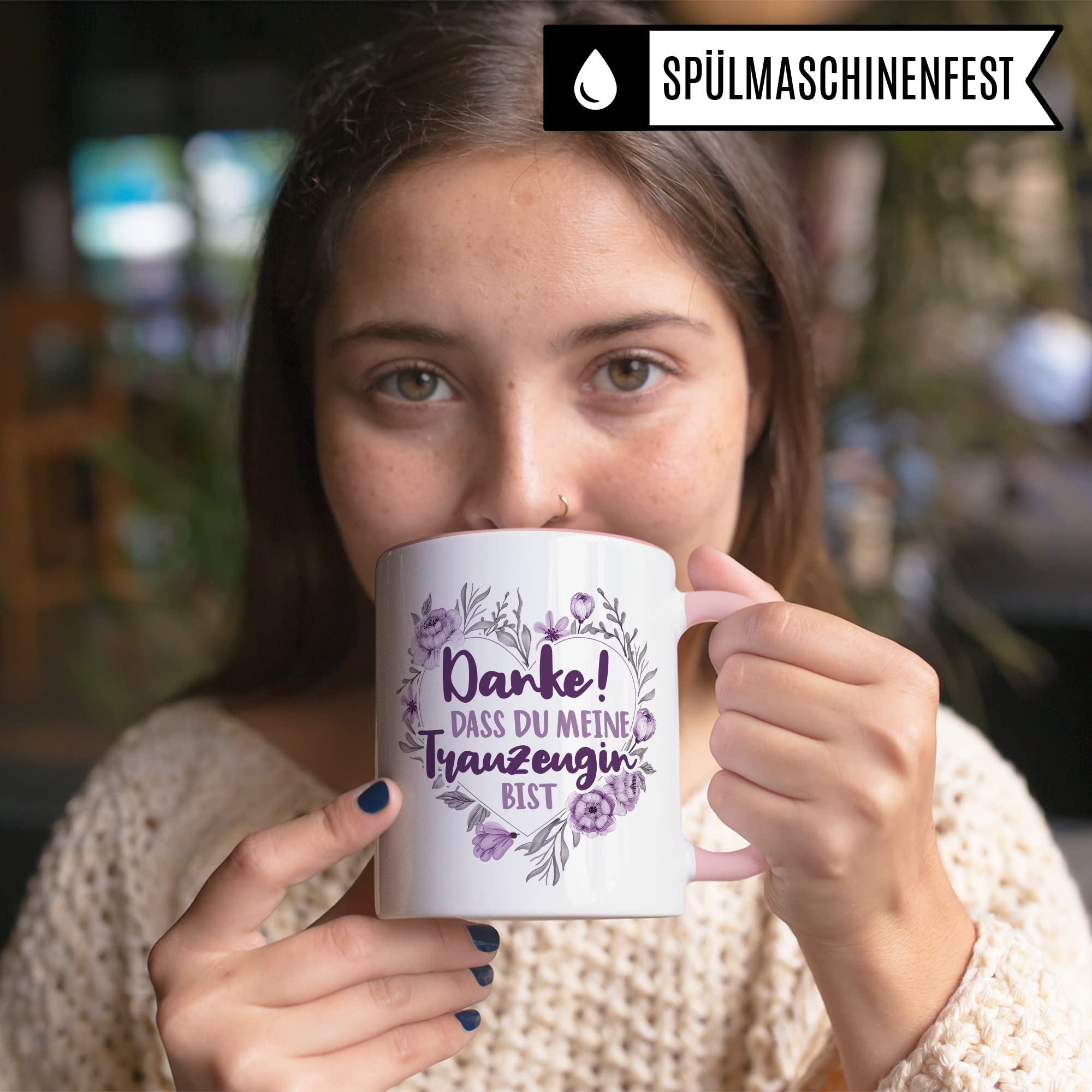 Trauzeugin Tasse DANKE! Dass du meine Trauzeugin bist Spruch Geschenk Trauzeugin süßes Motiv schöne Geschenkidee Kaffeetasse Teebecher Hochzeit Dankesgeschenk