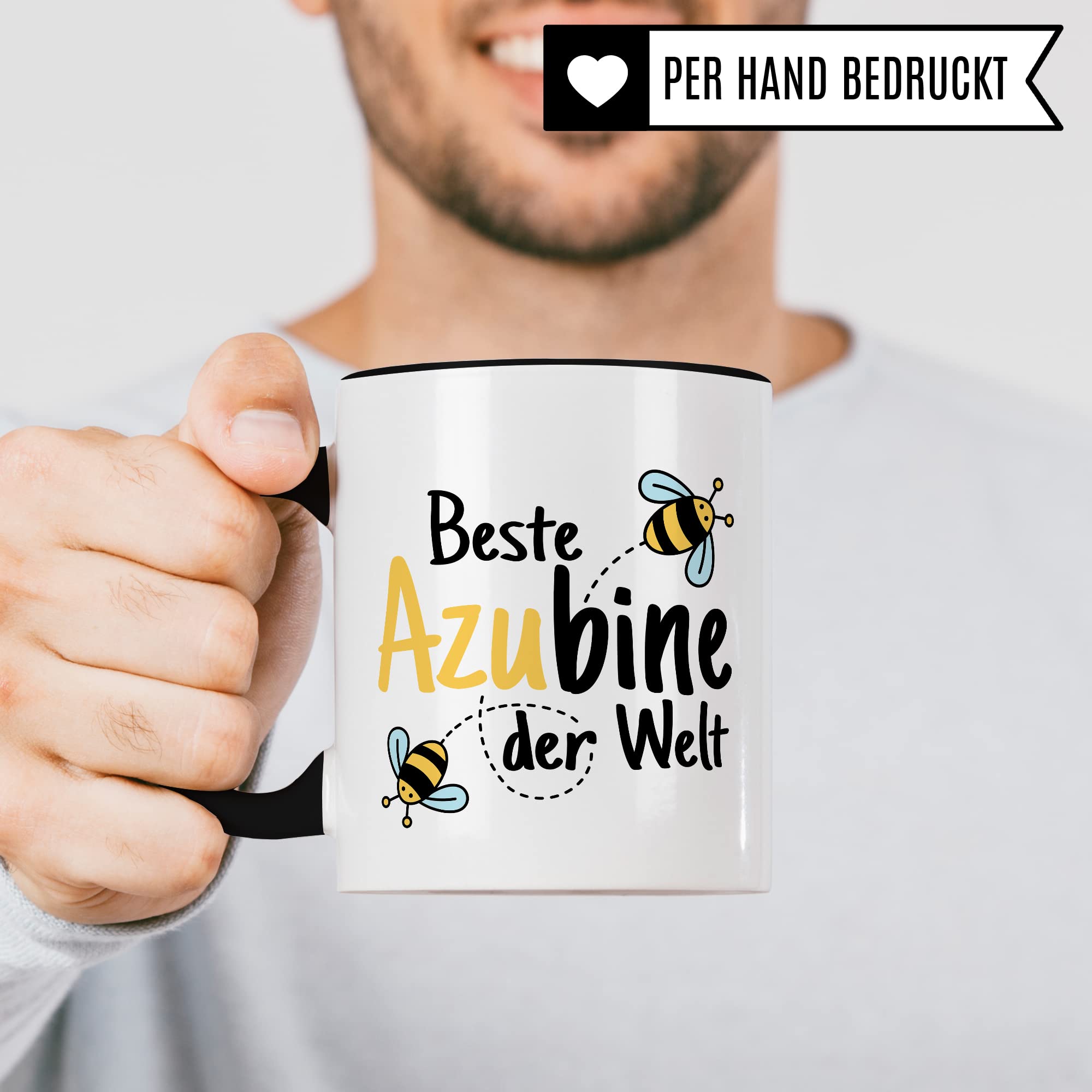 Tasse Azubine Kaffeetassen Azubi Ausbildung Kaffee-Becher Lehrling Ausbildung Beste Azubine der Welt Spruch Becher Geschenkidee Azubine-Geschenk Auszubildende Auszubildender Biene