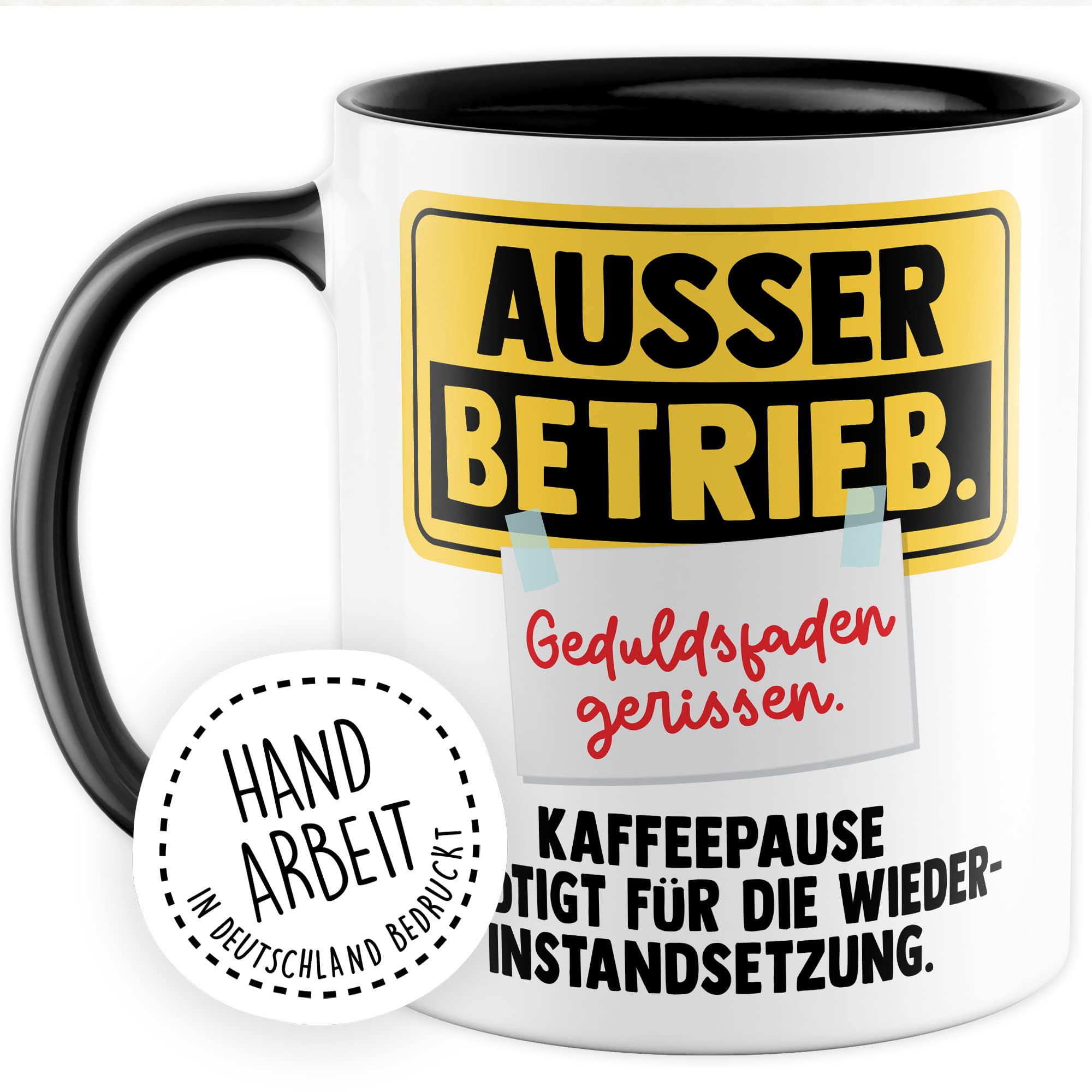 Büro Tasse Witz Geschenkidee Geduldsfaden Kaffeetasse Humor Geschenk für Kollegen Kaffeebecher Arbeits Becher