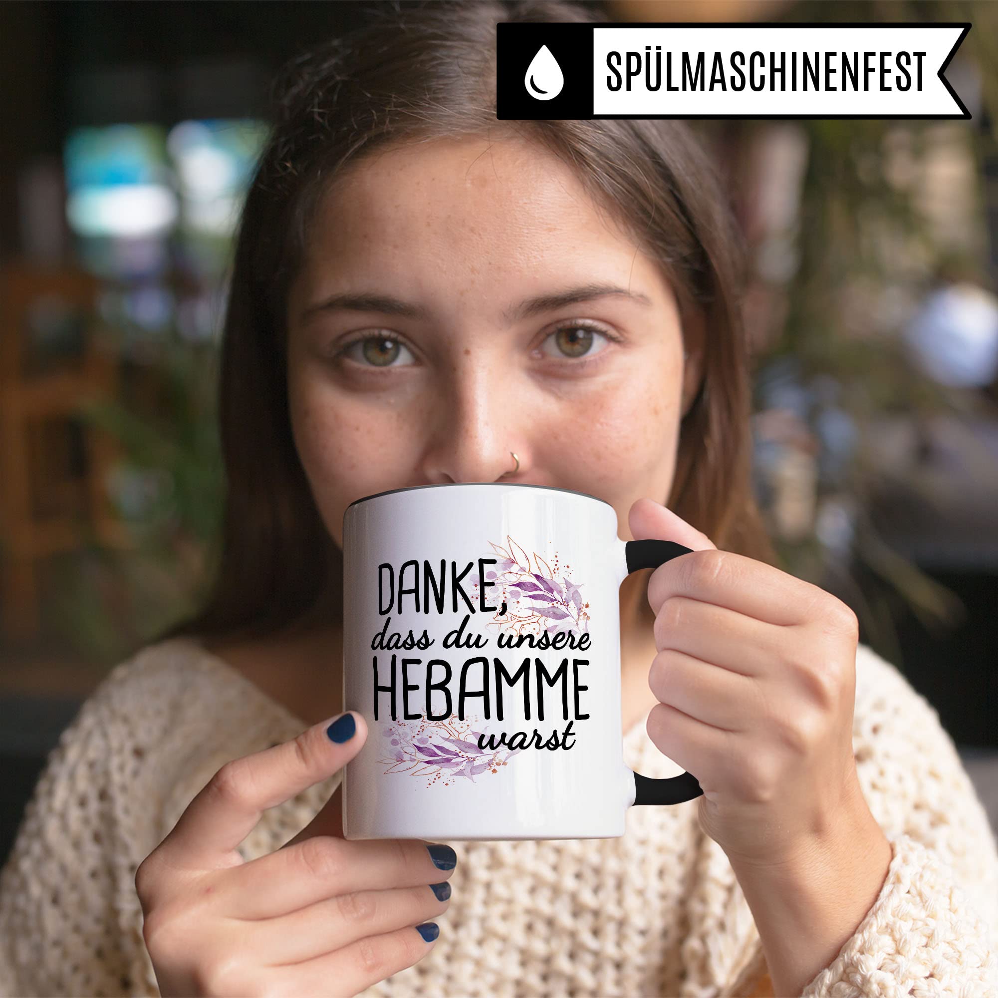 Dankes-Geschenk-Tasse Hebamme, Hebamme Geschenk Dankeschön Tasse schöner Sprüch schönes Motiv Kaffeetasse