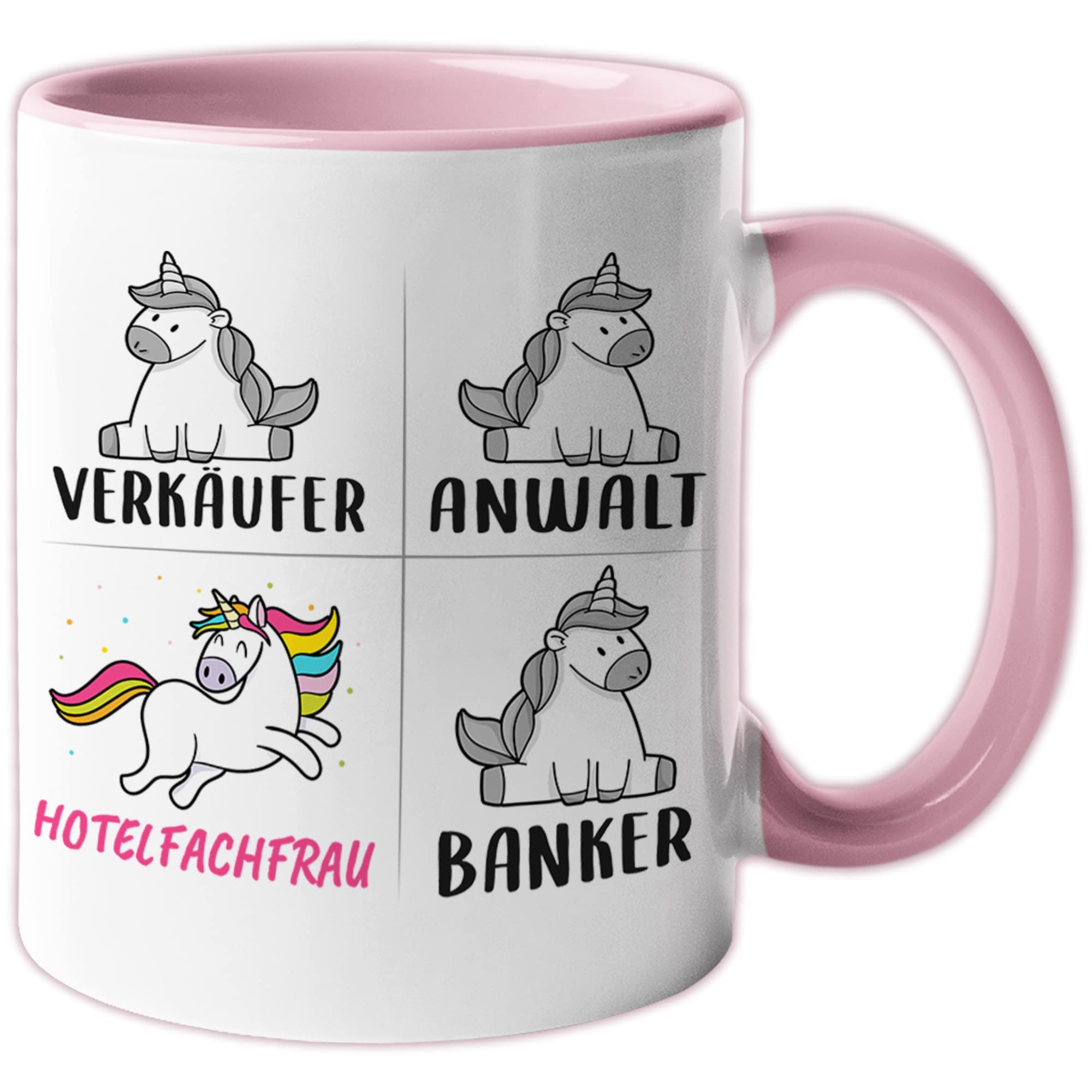 Tasse Hotelfachfrau lustig, Hotelfachfrau Geschenk, Spruch Hotel Kaffeebecher Geschenkidee, Kaffeetasse Beruf Ausbildung Fachfrau Hotelfach Einhorn Frauen Teetasse Becher