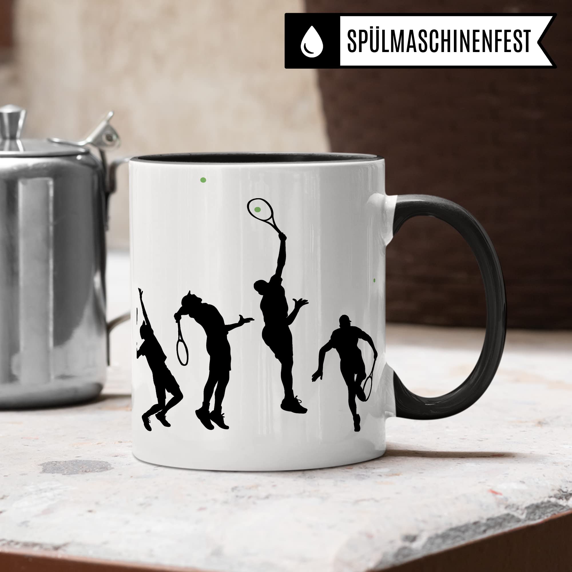 Tasse Tennis-Evolution, Geschenk Tennisspieler Tennis-Spielerin Bild, Geschenkidee Tennisprofi Tennisliebhaber Spielpartner Kollegen, Kaffeetasse Kaffebecher