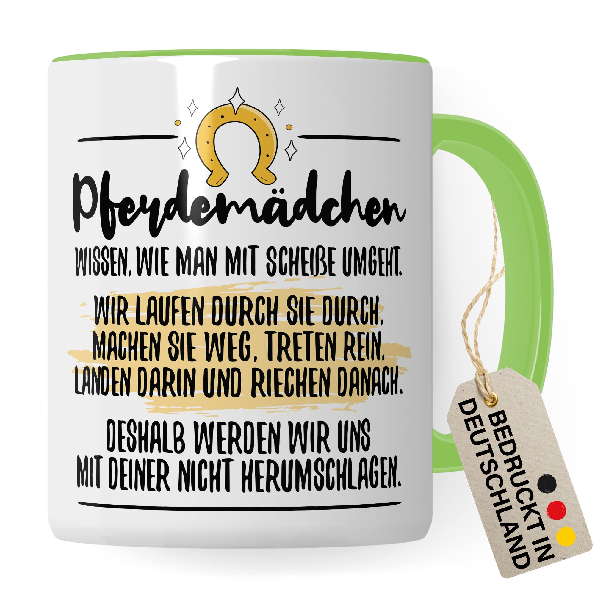 Tasse Pferdemädchen Pferd Pferde Kaffeetasse Reiterin Kaffee-Becher Reiten Teetasse Stallmädchen Pferdeliebhaber Geschenk Geschenkidee Stall Reiter Scheiße umgehen herumschlagen