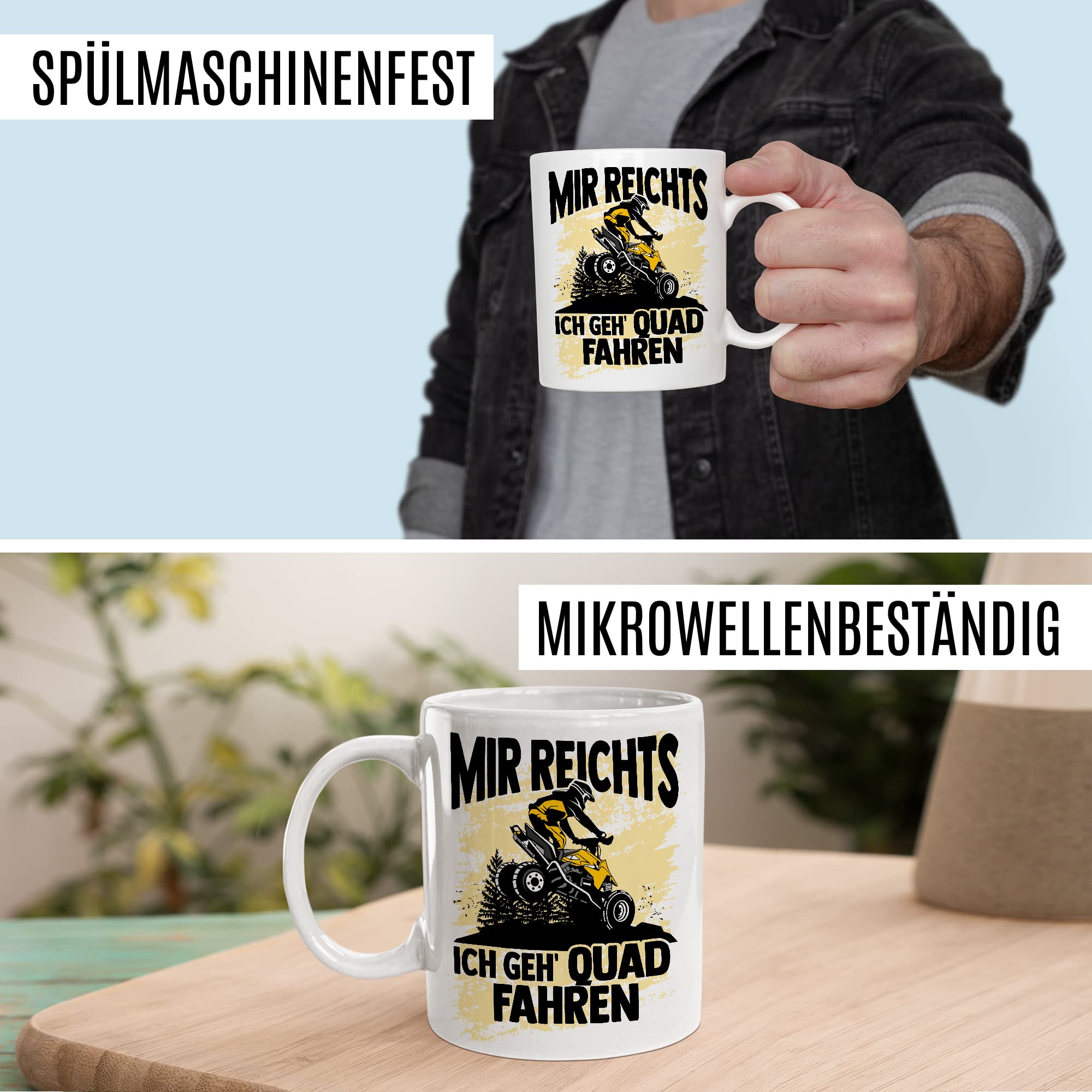 Quad Tasse lustige Kaffeetasse Quadfahrer Geschenkidee Geschenk ATV Fan Kaffee-Becher Mir reichts - Ich geh Quad fahren Offroad Humor Teetasse Quadliebhaber Atv Fahrer