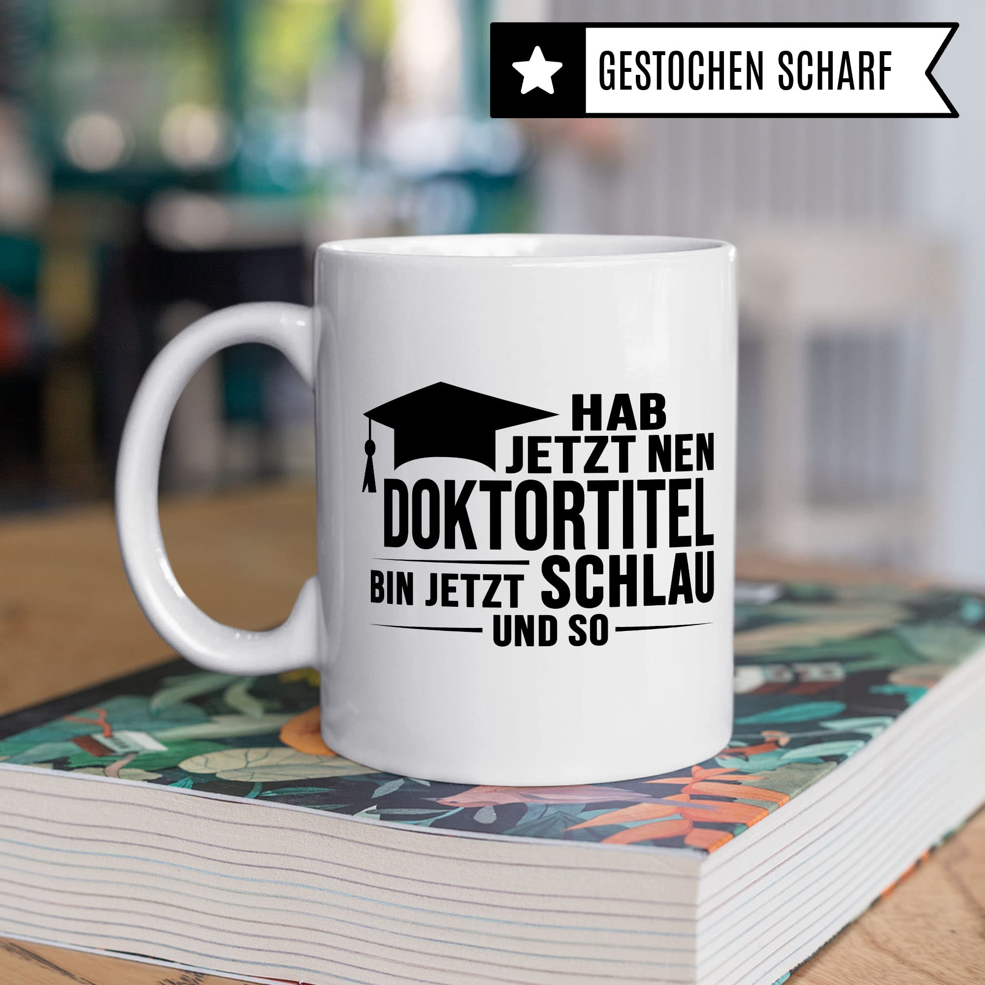 Doktortitel Tasse Geschenkidee, Kaffeebecher mit Spruch lustig, Doktor Geschenk, Kaffeetasse Humor Witz Geschenkidee für Doktorarbeit, Doktorin Teetasse