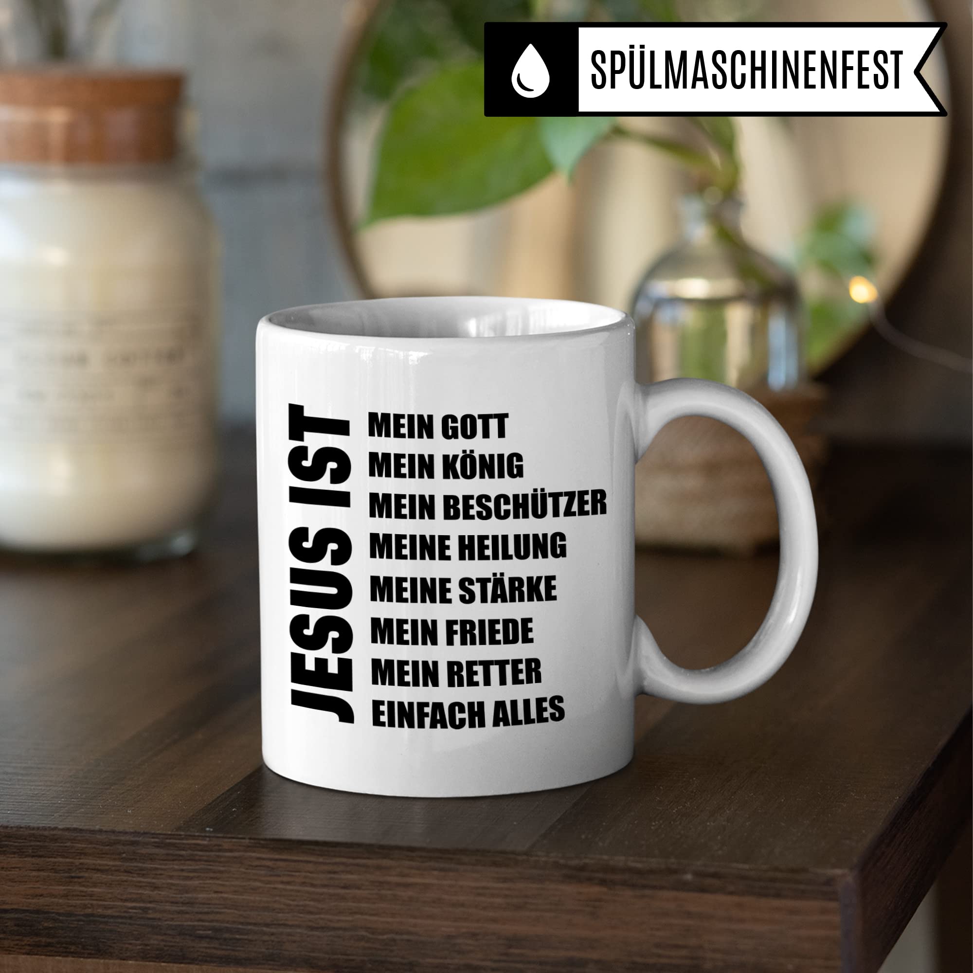 Jesus Tasse, Christentum Geschenke für Männer Frauen Kinder Kaffeeetasse mit Religion Spruch, Kaffee-Becher Gott Jesu Geschenkidee