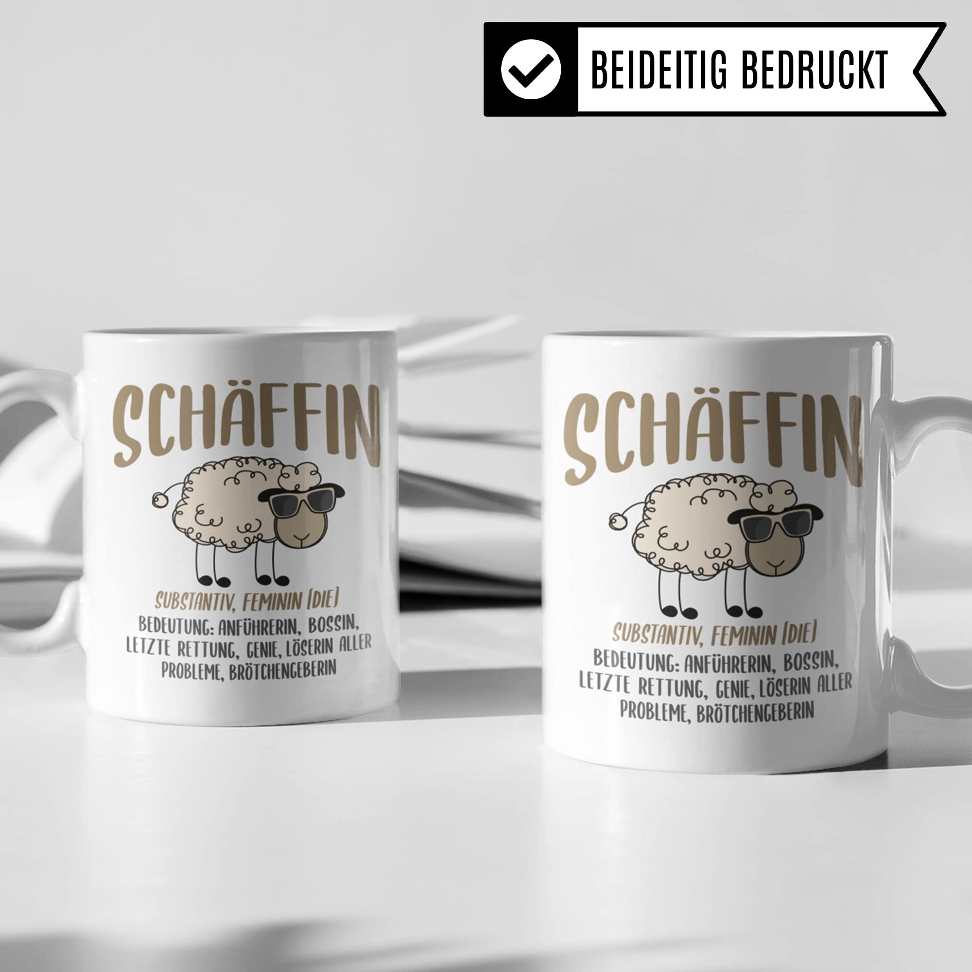 Tasse Chefin Geschenke lustig: Schäffin, Spruch Führungskraft Kaffeebecher Geschenkidee, Kaffeetasse Beförderung Beruf Firma Vorgesetzte Teetasse Schaf Abschied Danke Frauen Becher