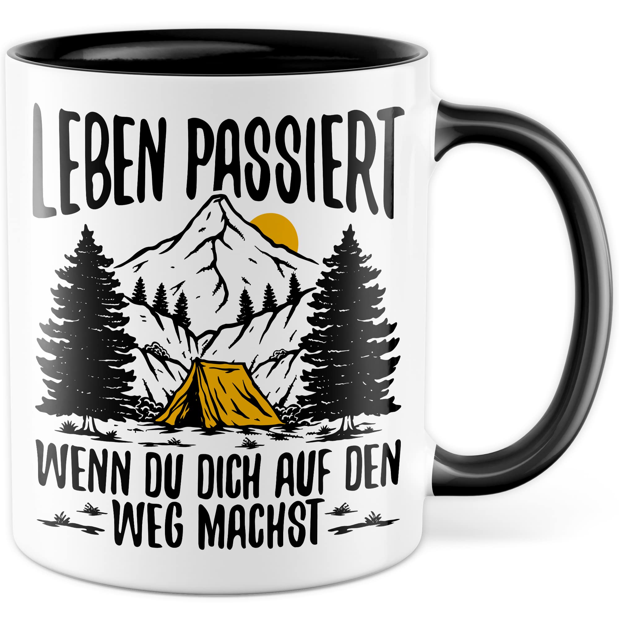 Reisen Tasse Wohnmobil Becher Roadtrip Kaffeetasse Camping Geschenk Urlaub Camper Kaffee-Becher Geschenkidee Outdoorfans Bagpacking Zelt Zelten Abenteuer Outdoor Spruch Weltreise