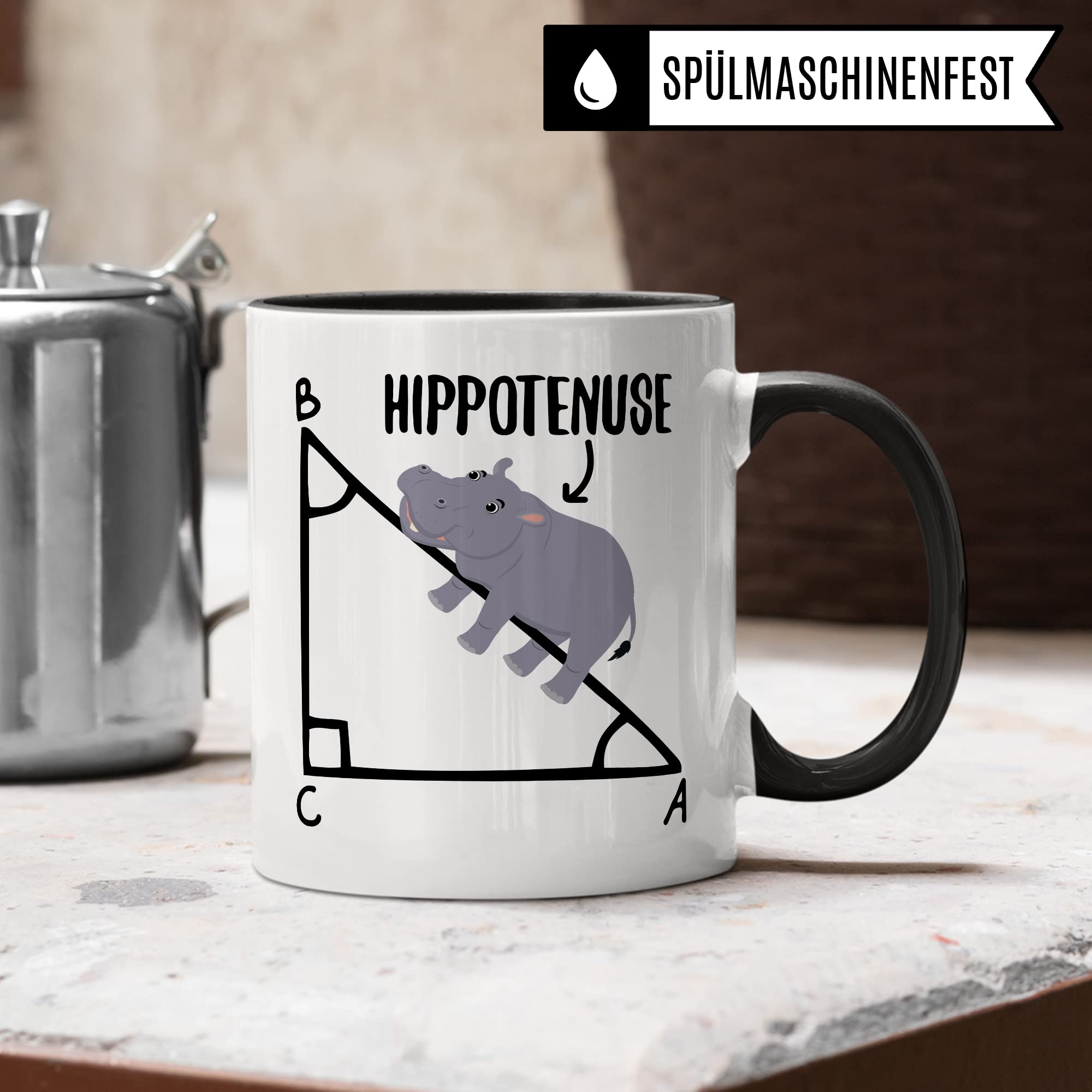 Mathe Tasse Mathematiker Kaffeetasse Hippothenuse lustig Kaffee-Becher Mathe-Lehrer Geschenkidee Sarkasmus Mathematik Mathematikstudent Geschenk Kollegium Lehrerzimmer Pythagoras Nilpferd Flusspferd