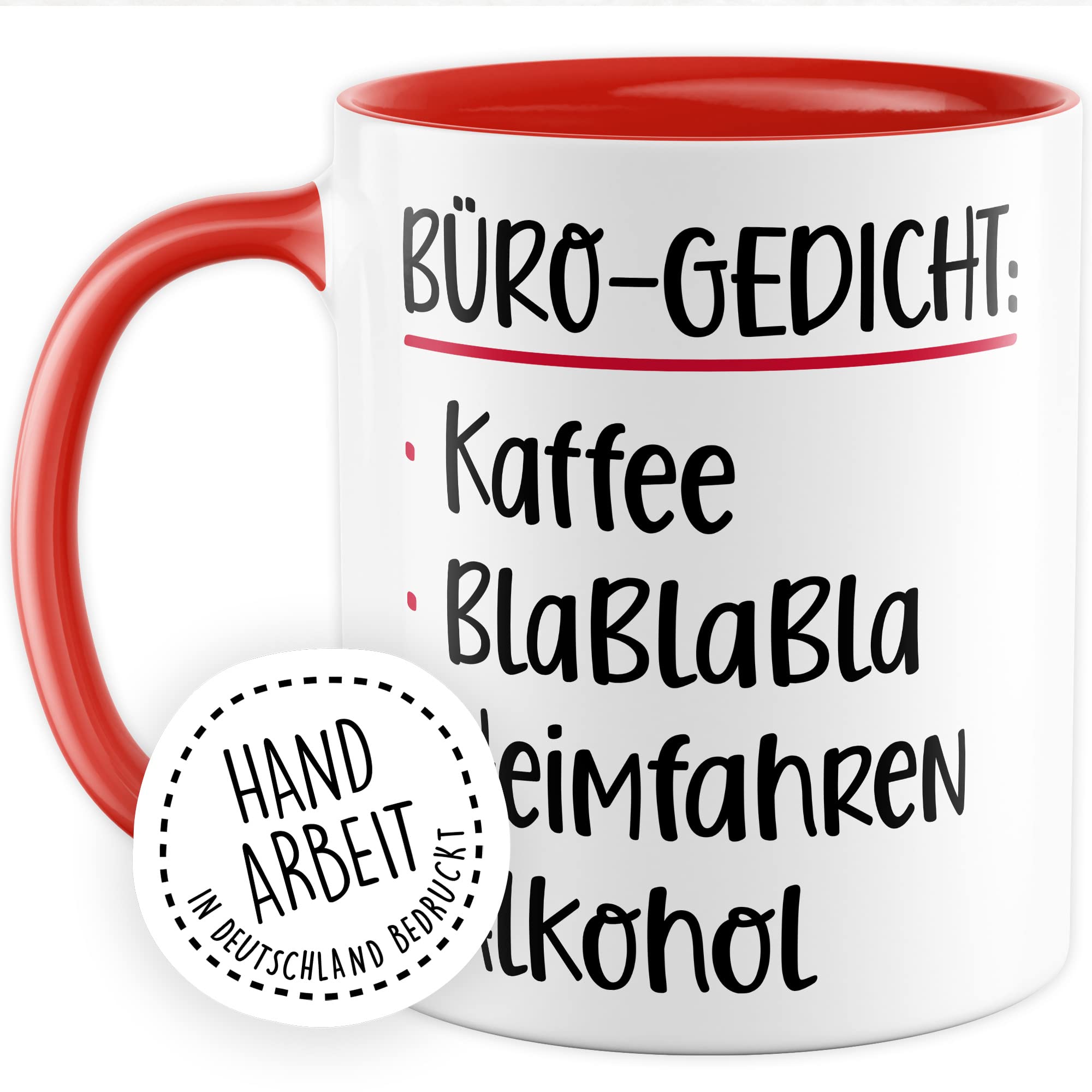 Büro Gedicht Tasse lustig Kaffee Alkohol Spruch Kaffeetasse Kollege Geschenk Kaffee-Becher Kollegin Geschenkidee Humor