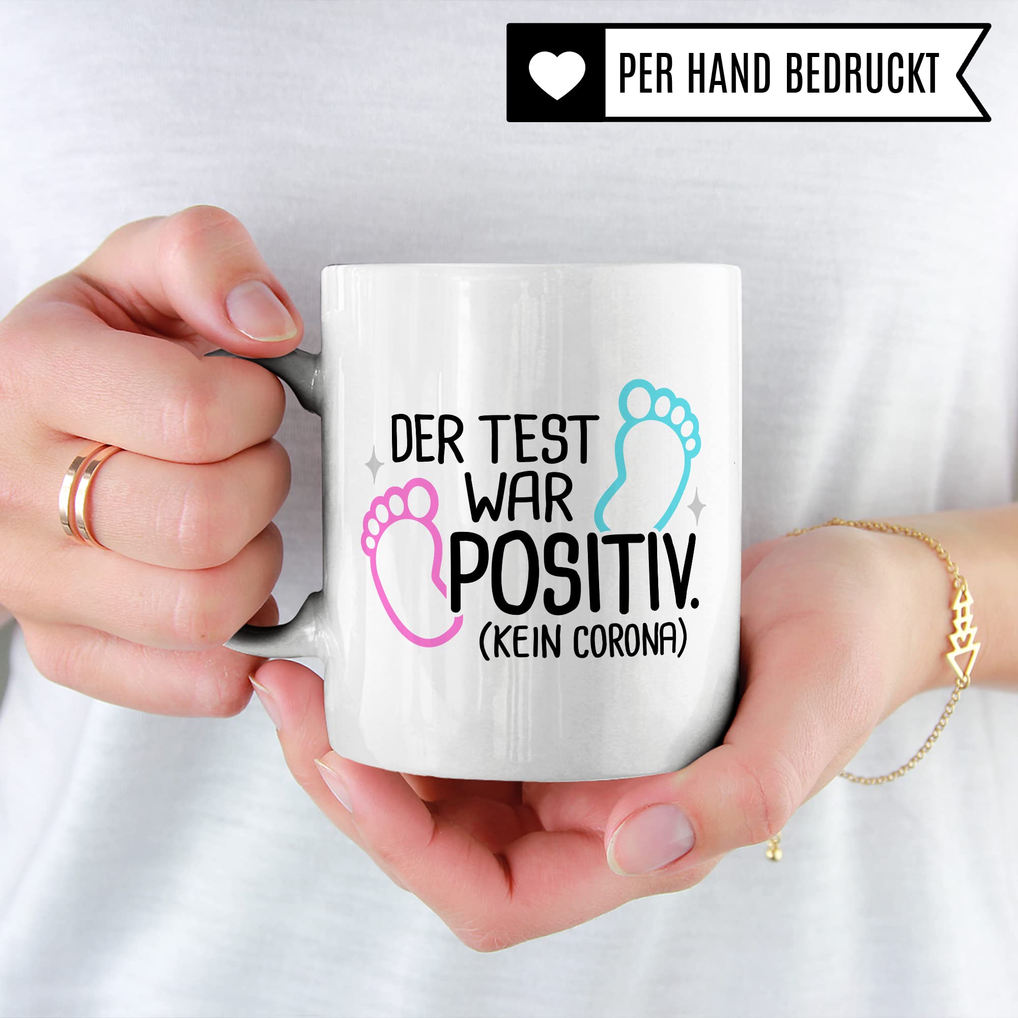 Schwangerschaft Tasse, Der Test war positiv, werdende Mama Geschenk Schwanger Freundin Papa Vater Geschenke für Opa Opa Schwester Bruder schöner Spruch Kaffee-Becher