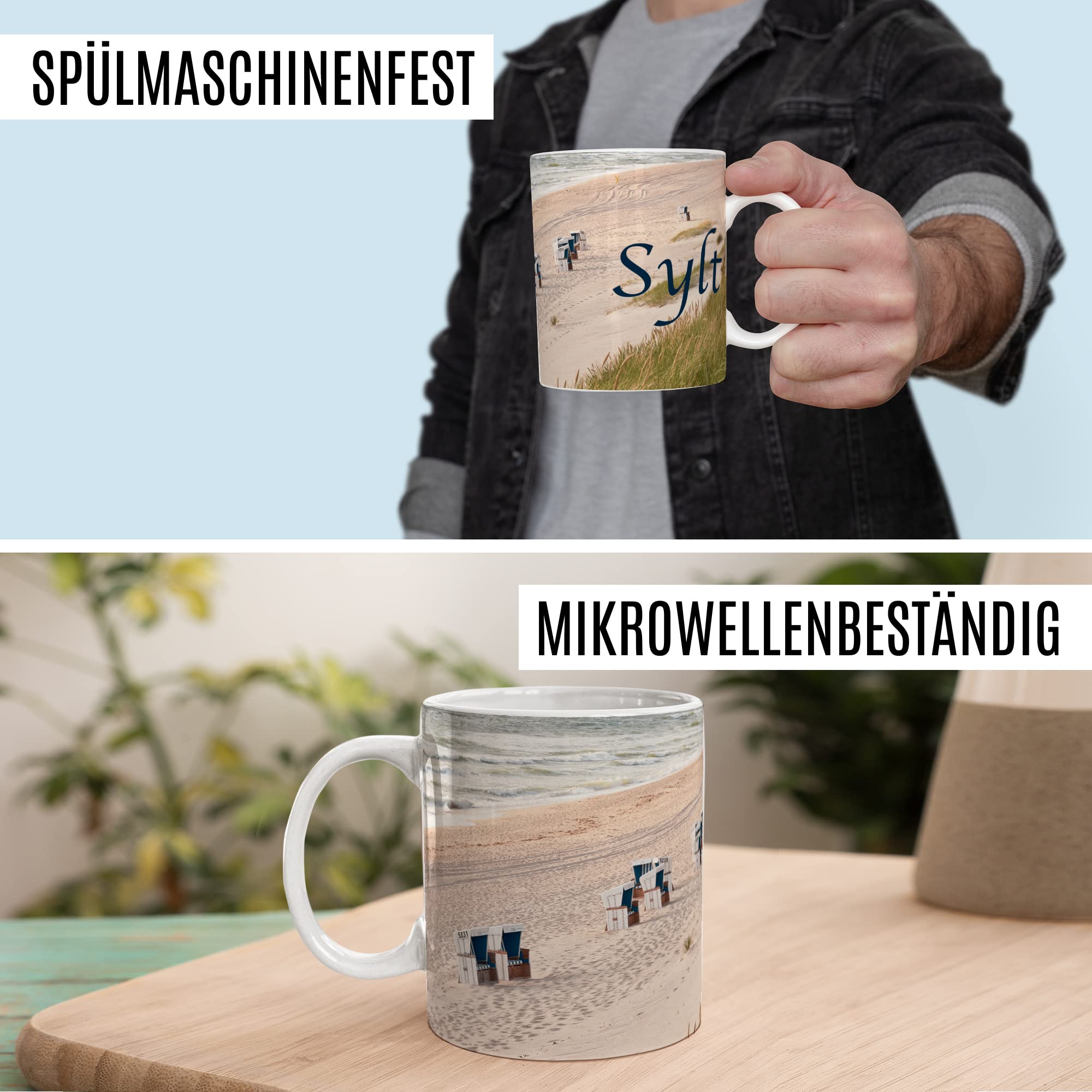 Tasse von Sylt Strandbild Kaffee-Tasse Kaffee-Becher Geschenkidee für Syltliebhaber Geschenk Syltfan Tasse Insel Sylt Urlaub