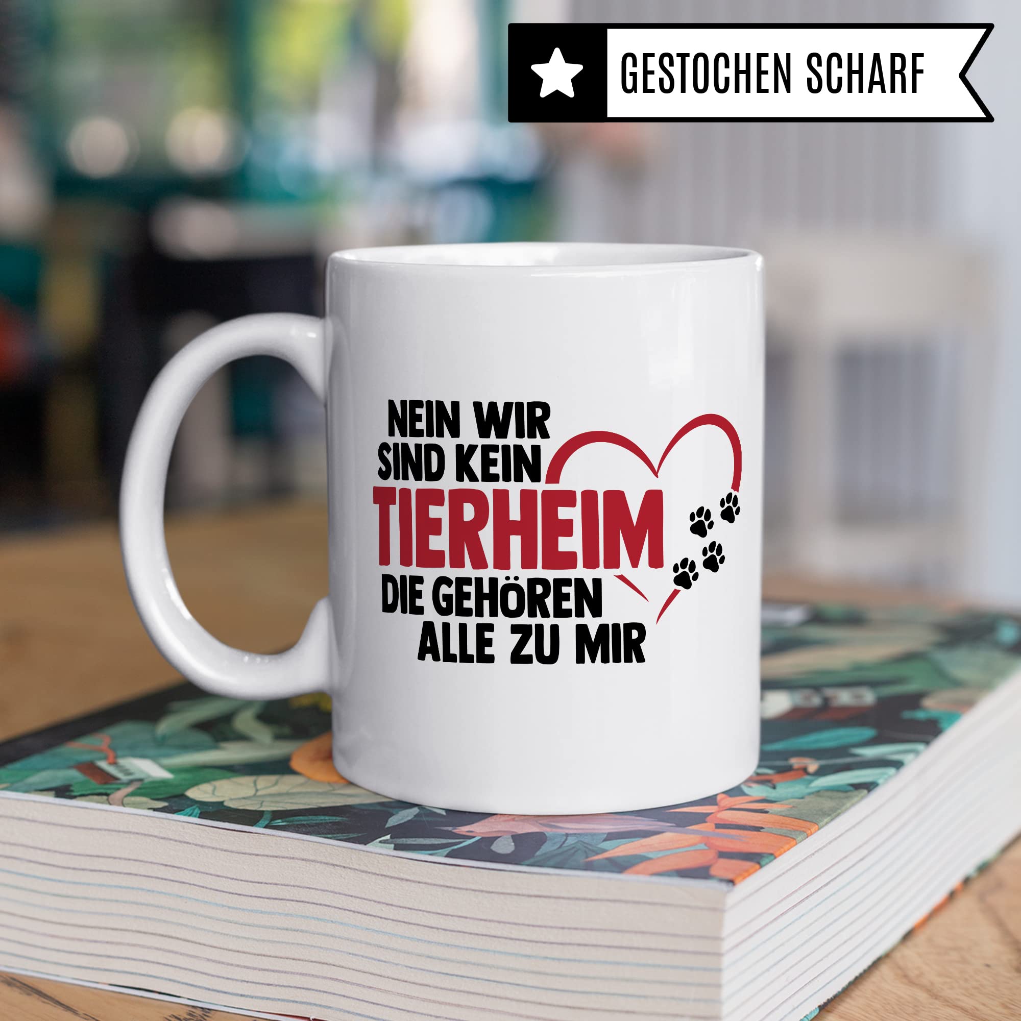 Hunde Tasse lustig Hundebesitzer Kaffee-Becher Kaffeetasse Tierheim Spruch Humor Witz Geschenk-Idee Haustier Teetasse Die gehören alle zu mir Hund (Weiß/Weiß)