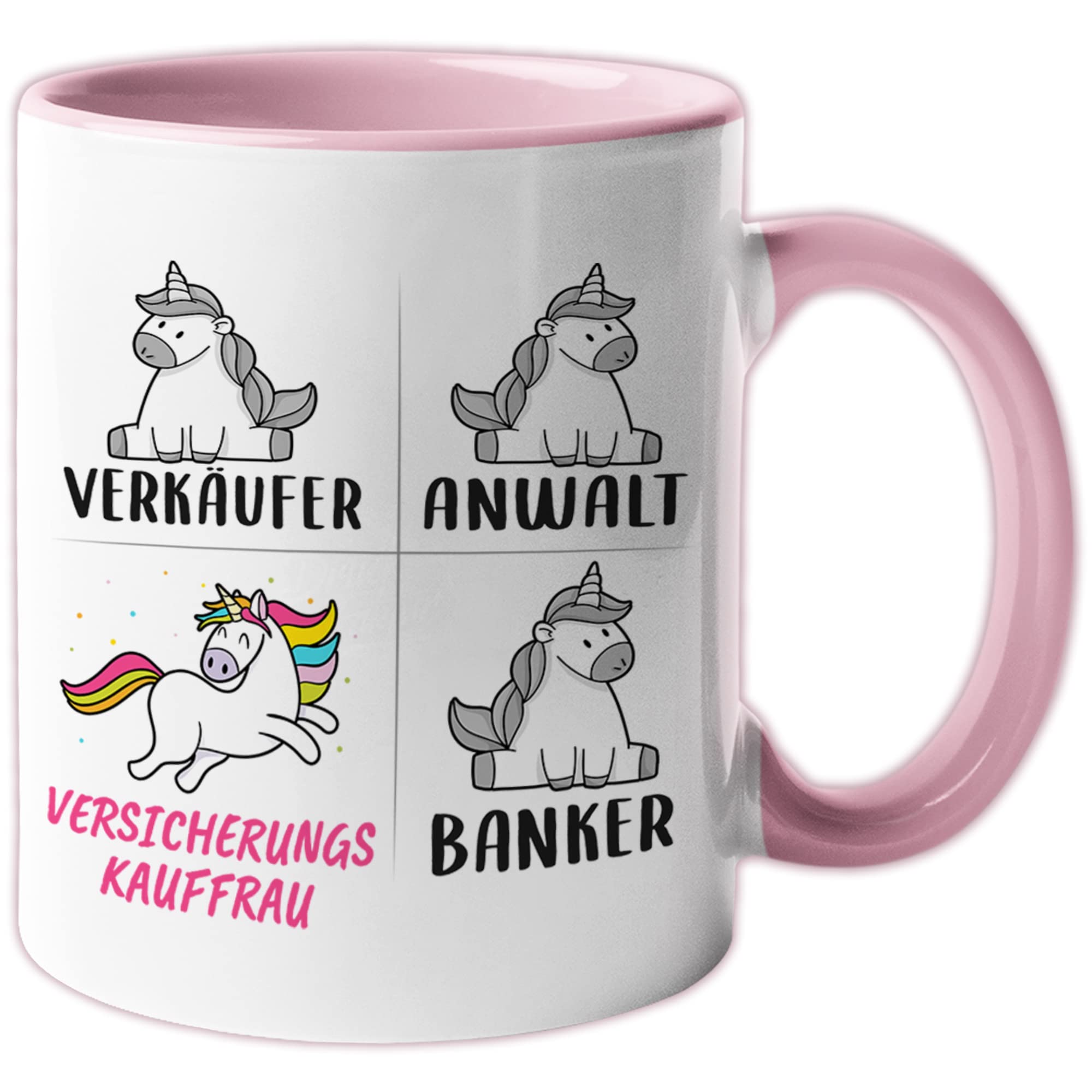 Tasse Versicherungskauffrau lustig, Versicherungskauffrau Geschenk Beruf, Spruch Kaffeebecher Versicherung Kauffrau Geschenkidee, Beruf Kaffee-Tasse Einhorn Frauen Teetasse Becher