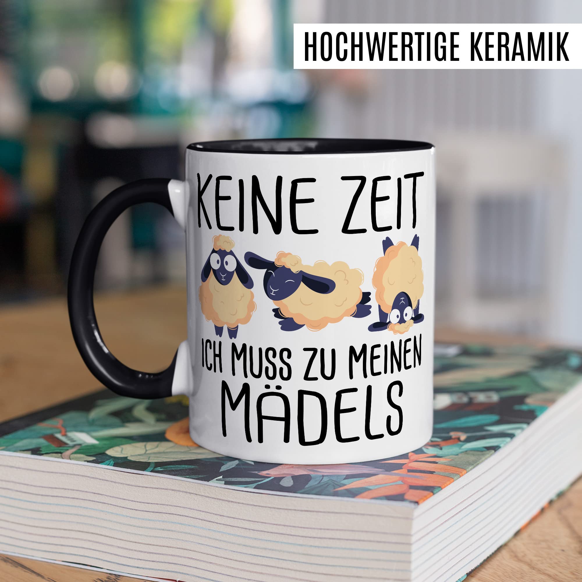 Mädels Tasse Schaf lustige Schafe Kaffeetasse Geschenk Kaffee-Becher Schäfchen süß Geschenkidee Mädchen Kollegin Humor Tante Freundin Wolle Cartoon Schaf Aufdruck witzig Bäuerin Bauernfrau