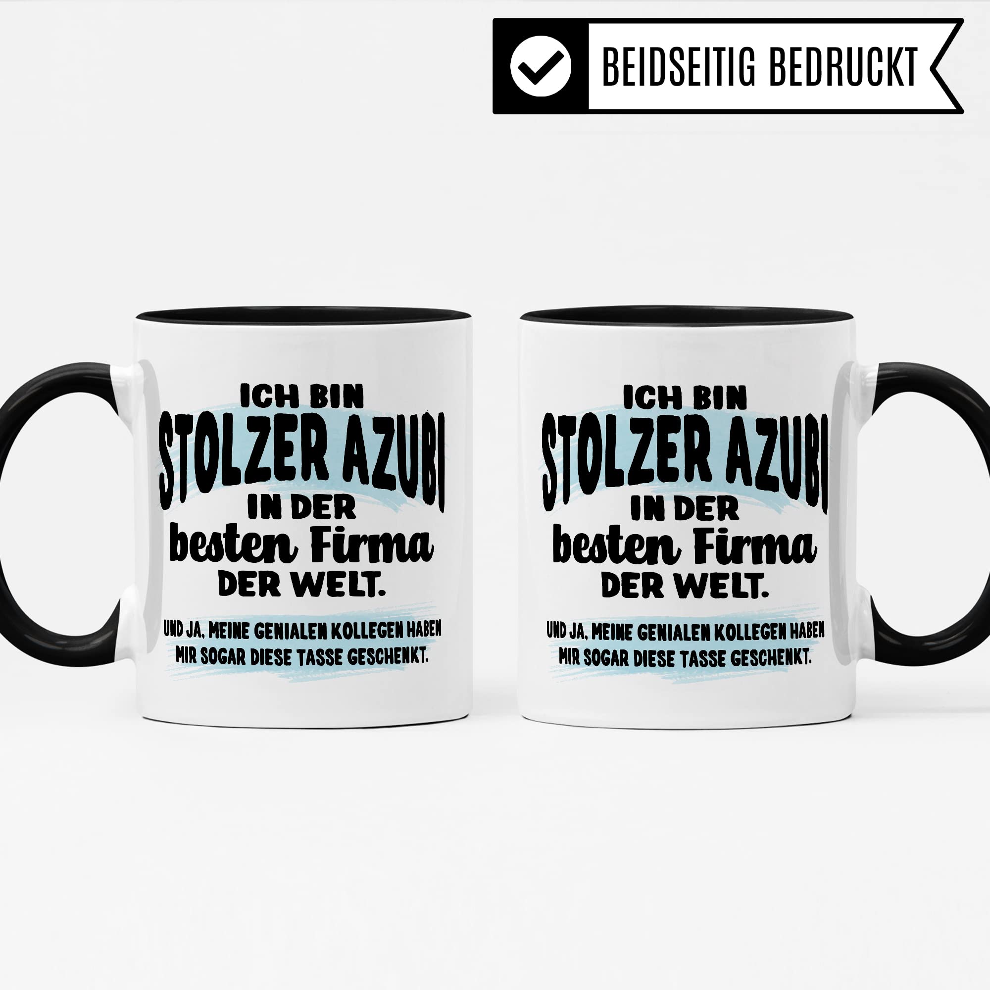 Stolzer Azubi Tasse Kaffeetassen Azubi Ausbildung Kaffee-Becher Lehrling Ausbildung Beste Firma Spruch Becher Geschenkidee Azubi-Geschenk Auszubildender lustig Witz Humor