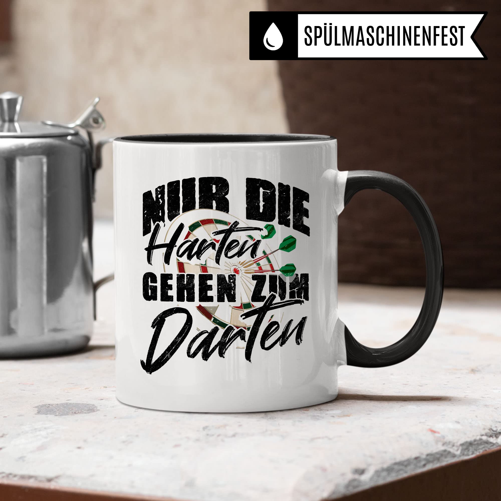 Dartspiel Tasse Geschenkidee Dart Kaffeetasse Humor Witz Geschenk für Dartspieler Kaffeebecher Darts Becher