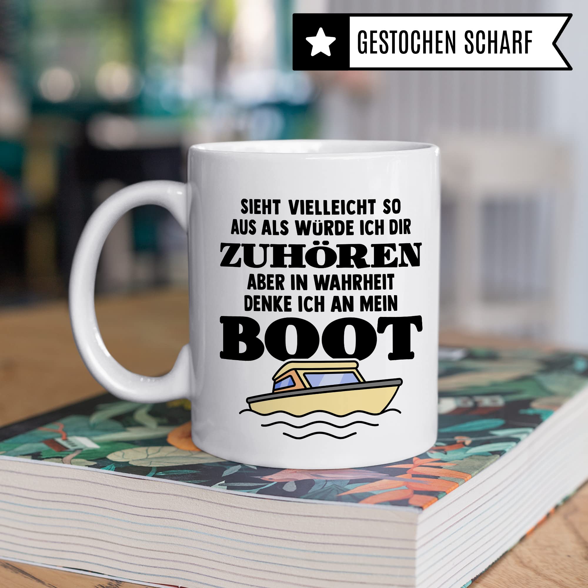 Tasse Boot, Sieht vielleicht so aus als würde ich dir zuhören aber in Wahrheit denke ich an mein Boot Kaffee-Becher Kapitän Geschenkidee Bootsliebhaber Kaffeetasse Geschenk Bootbesitzer