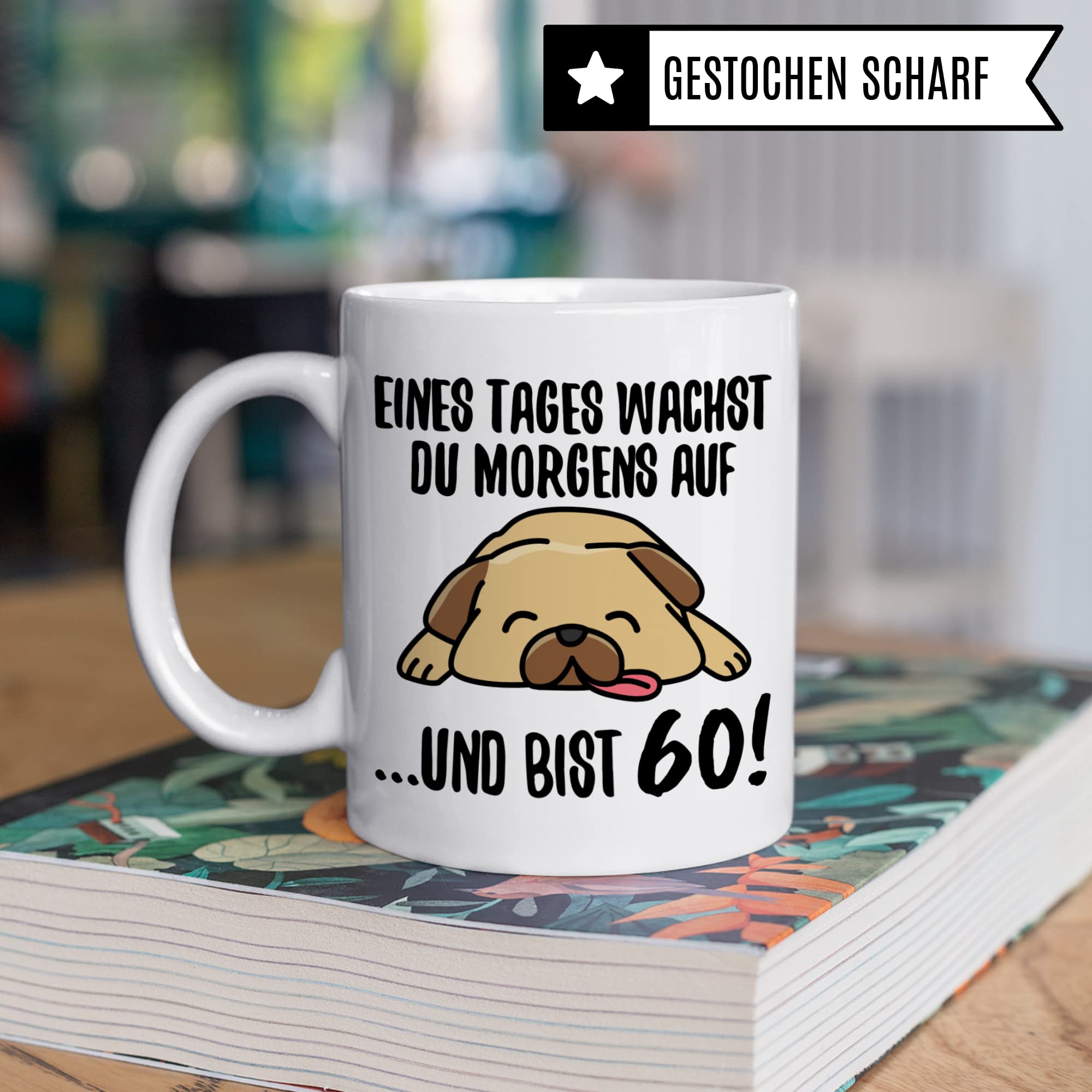 Tasse 60. Geburtstag, Geschenk 60 Geburtstag Frau & Mann, Becher mit Spruch Hunde Motiv, Kaffeebecher 1963 Jahrgang Geschenkidee, Kaffeetasse Deko Geburtstagsgeschenk 2023