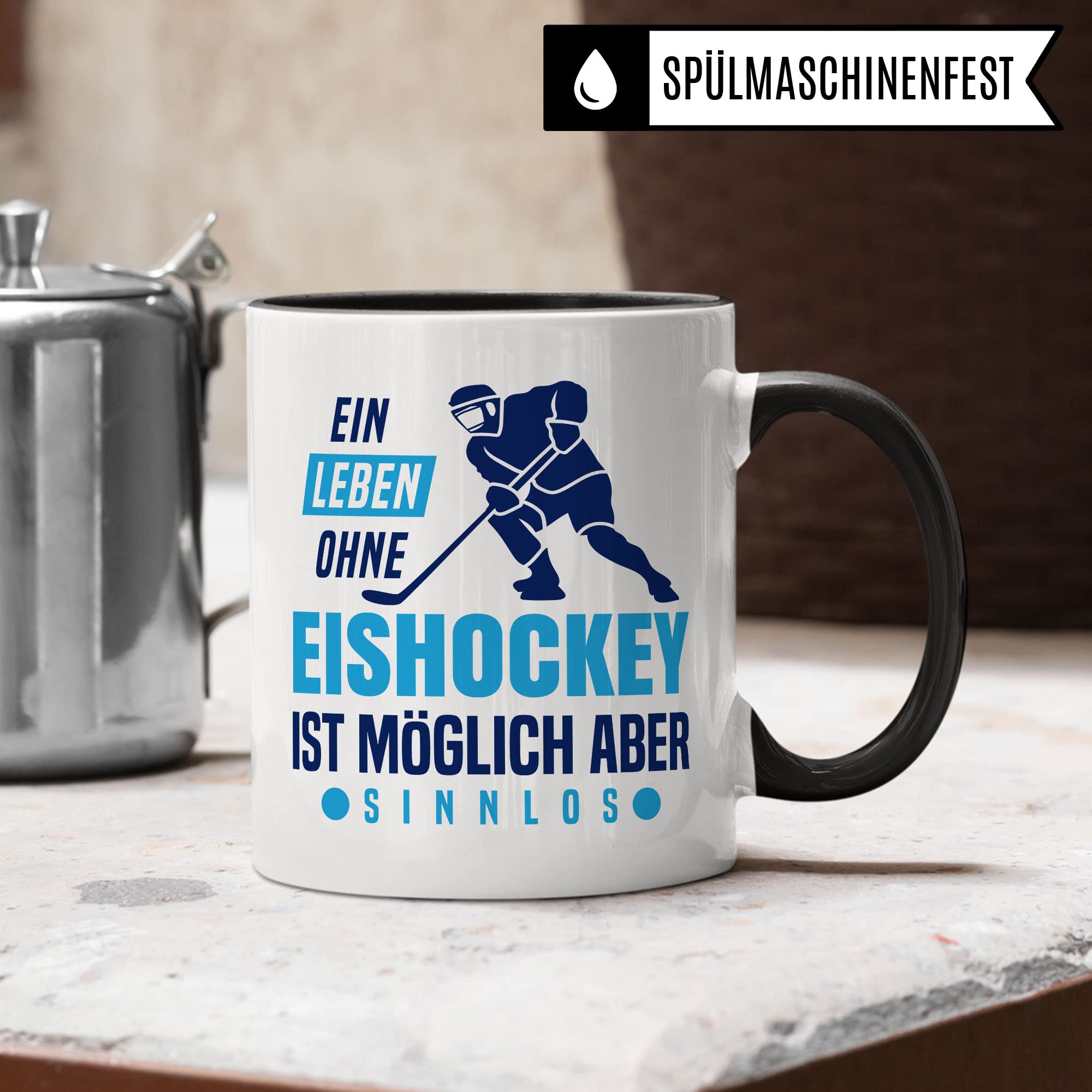 Eishockeyspieler Tasse Geschenkidee Eishockey Kaffeetasse Humor Witz Geschenk für Eishockeyfan Kaffeebecher Hockey Becher