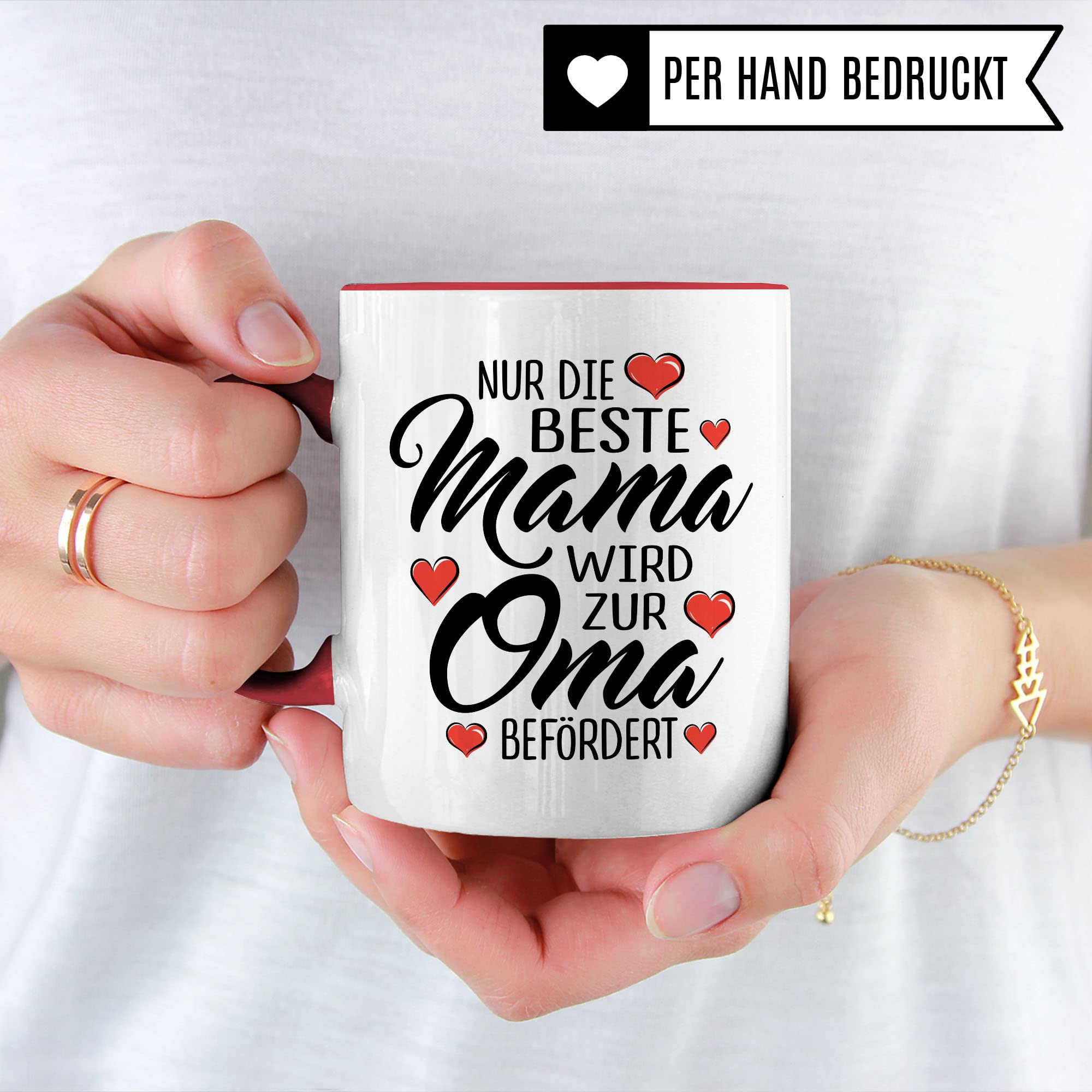 Oma Tasse mit Spruch, Nur die beste Mama wird zur Oma befördert, Geschenk Großmutter, Baby Ankündigung Reveal Geschenkidee Kaffeetasse Enkel