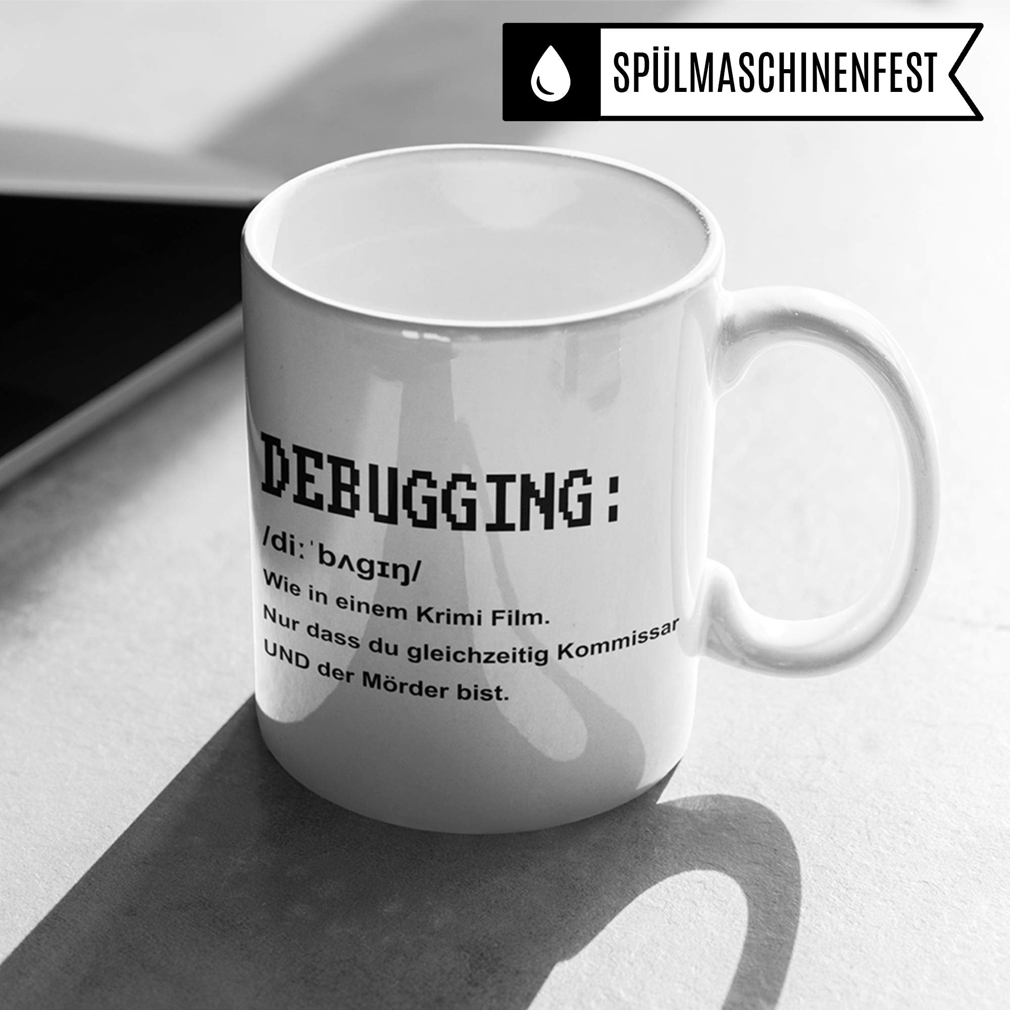 Pagma Druck Debugging Tasse Programmierer, Informatiker Geschenke lustig IT Spruch Informatik Becher, Kaffeetasse Admin Programmieren Geschenkidee Entwickler Kaffeebecher