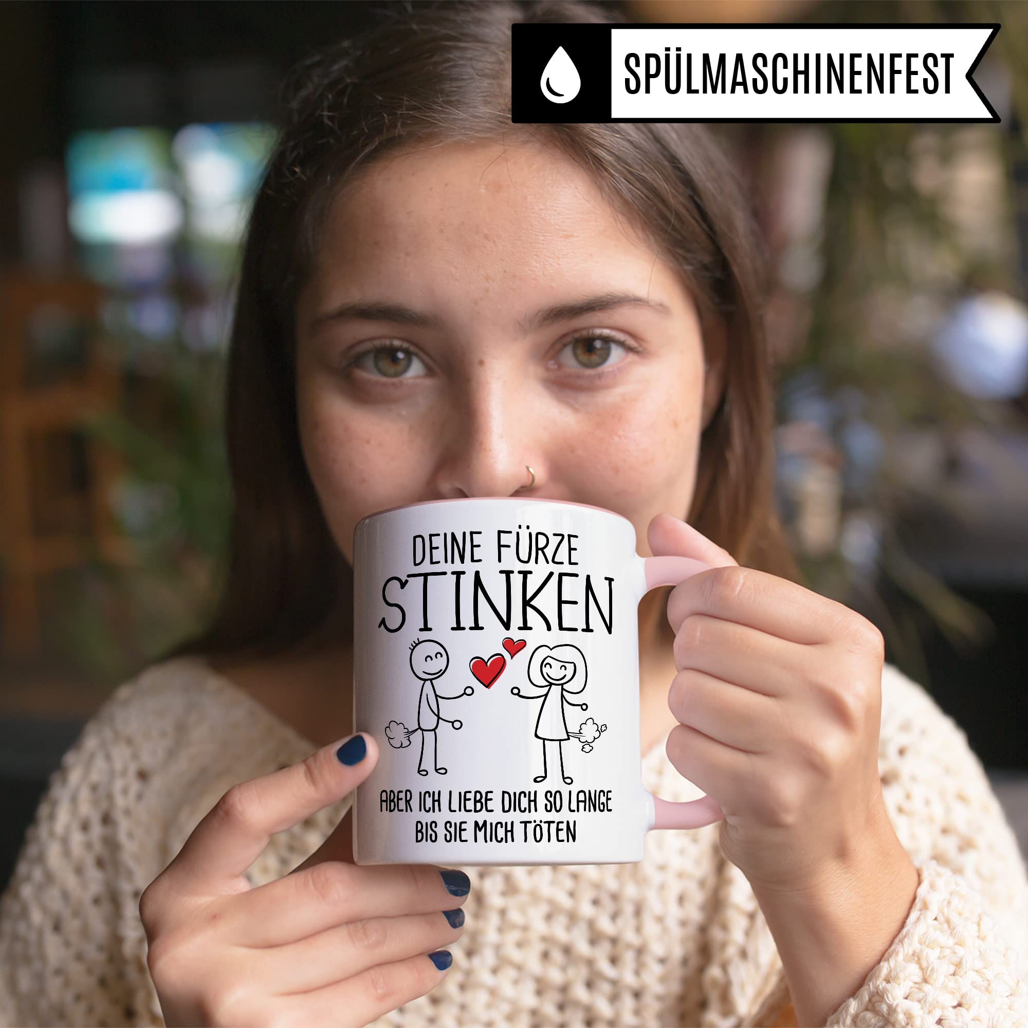 Tasse Fürze Geschenk, Deine Fürze stinken aber ich liebe dich solange bis sie mich töten Geschenkidee Ehemann Freund Partner Kaffee-Becher Kaffeetasse Tasse mit Spruch lustig