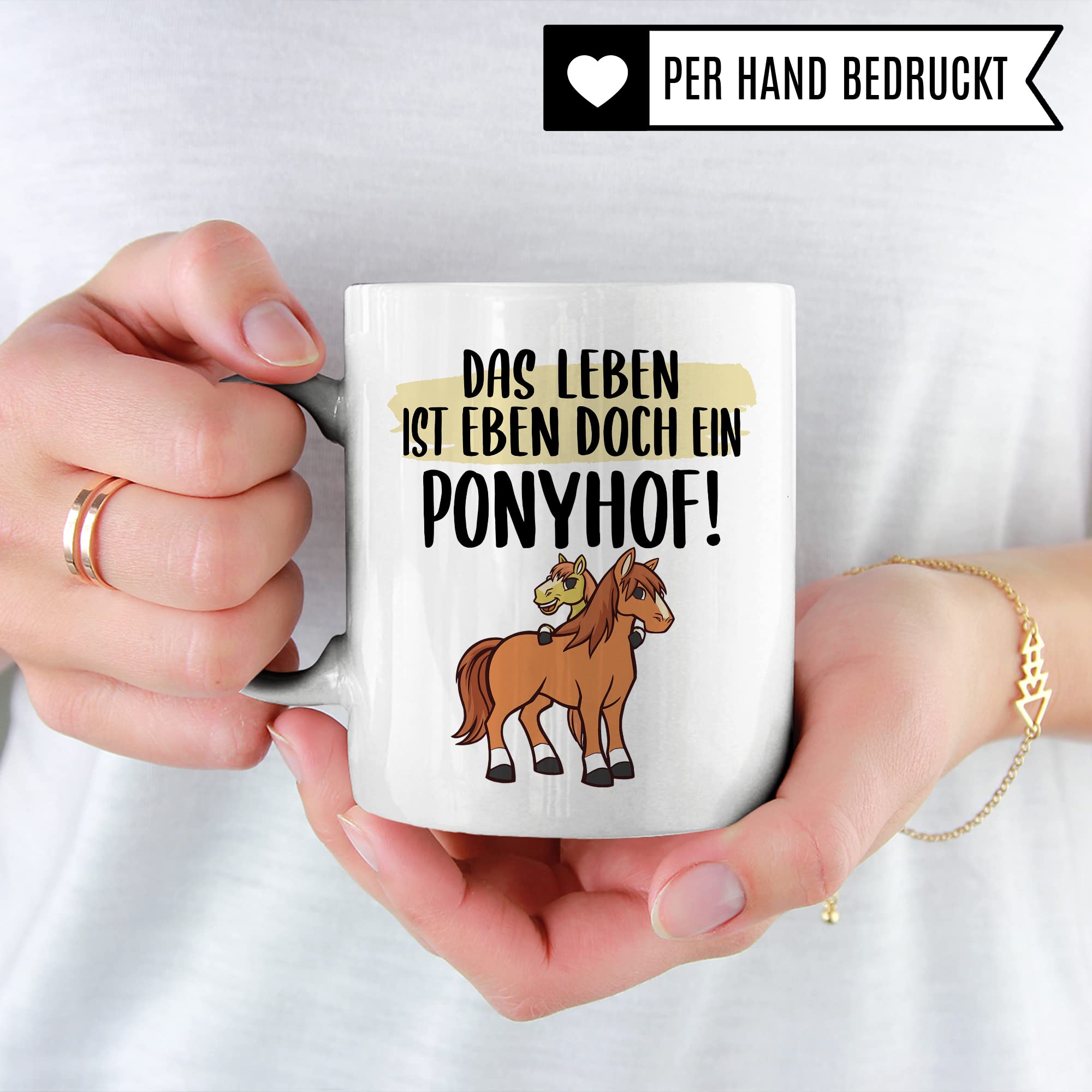 Das Leben ist ein Ponyhof Tasse Pferd Pferde Kaffeetasse Reiterin Kaffee-Becher Reiten beste Freundin Vierbeiner Teetasse Pferdemädchen Mädchen Pferdeliebhaber Geschenk Geschenkidee Stall Reiter