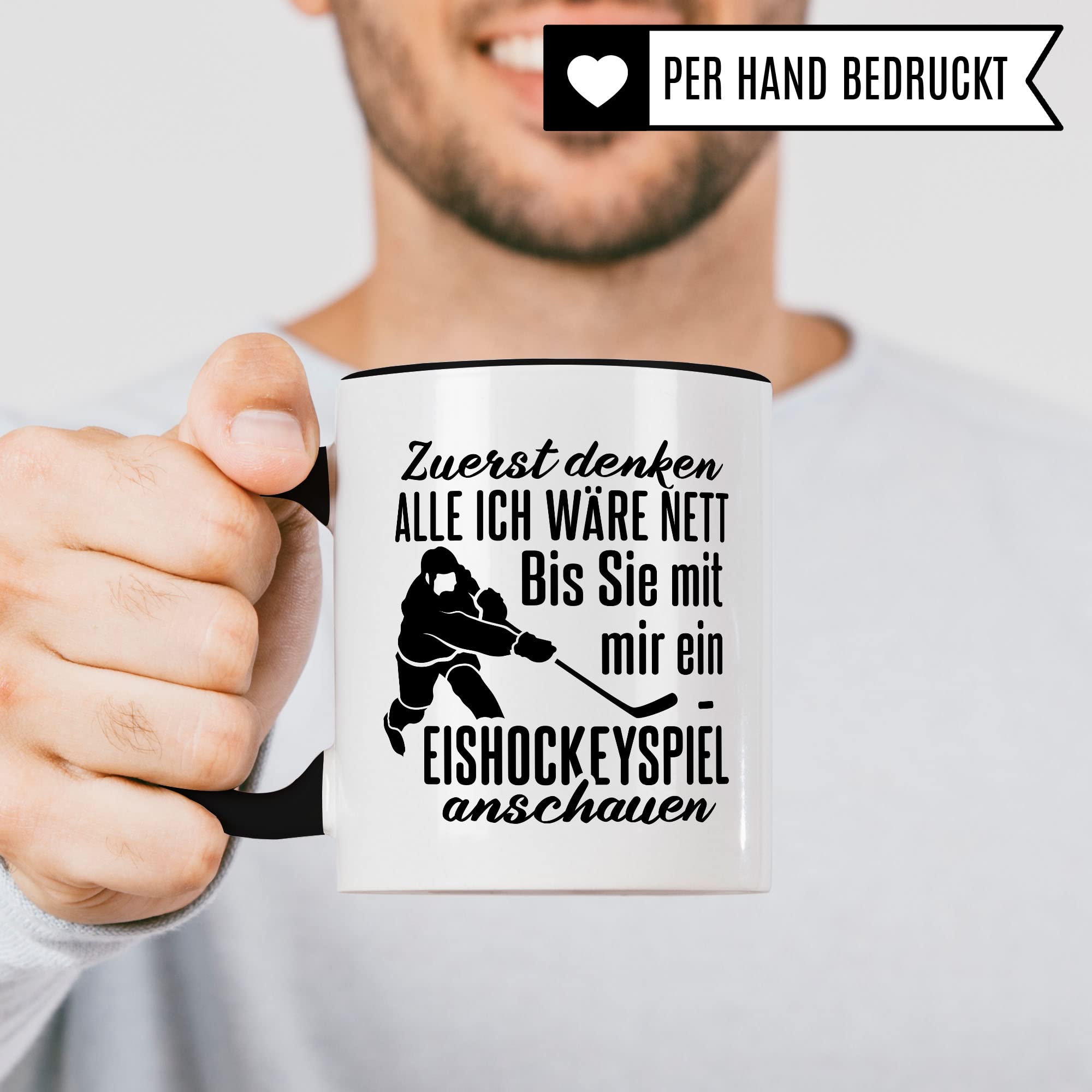 Eishockey Tasse Geschenkidee Kaffeetasse Humor Witz Geschenk für Eishockeyfan Kaffeebecher Eishockeyspiel Becher