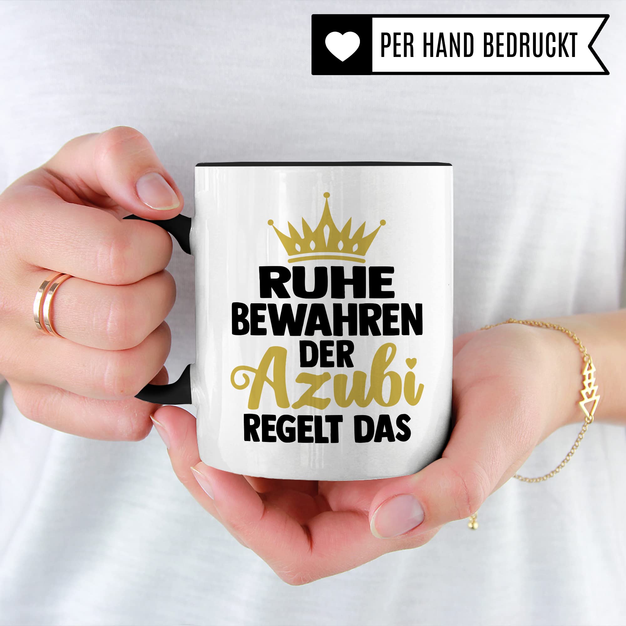 Azubine Tasse Geschenk, Ruhe bewahren die Azubine regelt das Kaffetasse mit Spruch lustig Geschenkidee Auszubildende Kaffee-Becher Humor Teetasse Ausbildung Lehrling