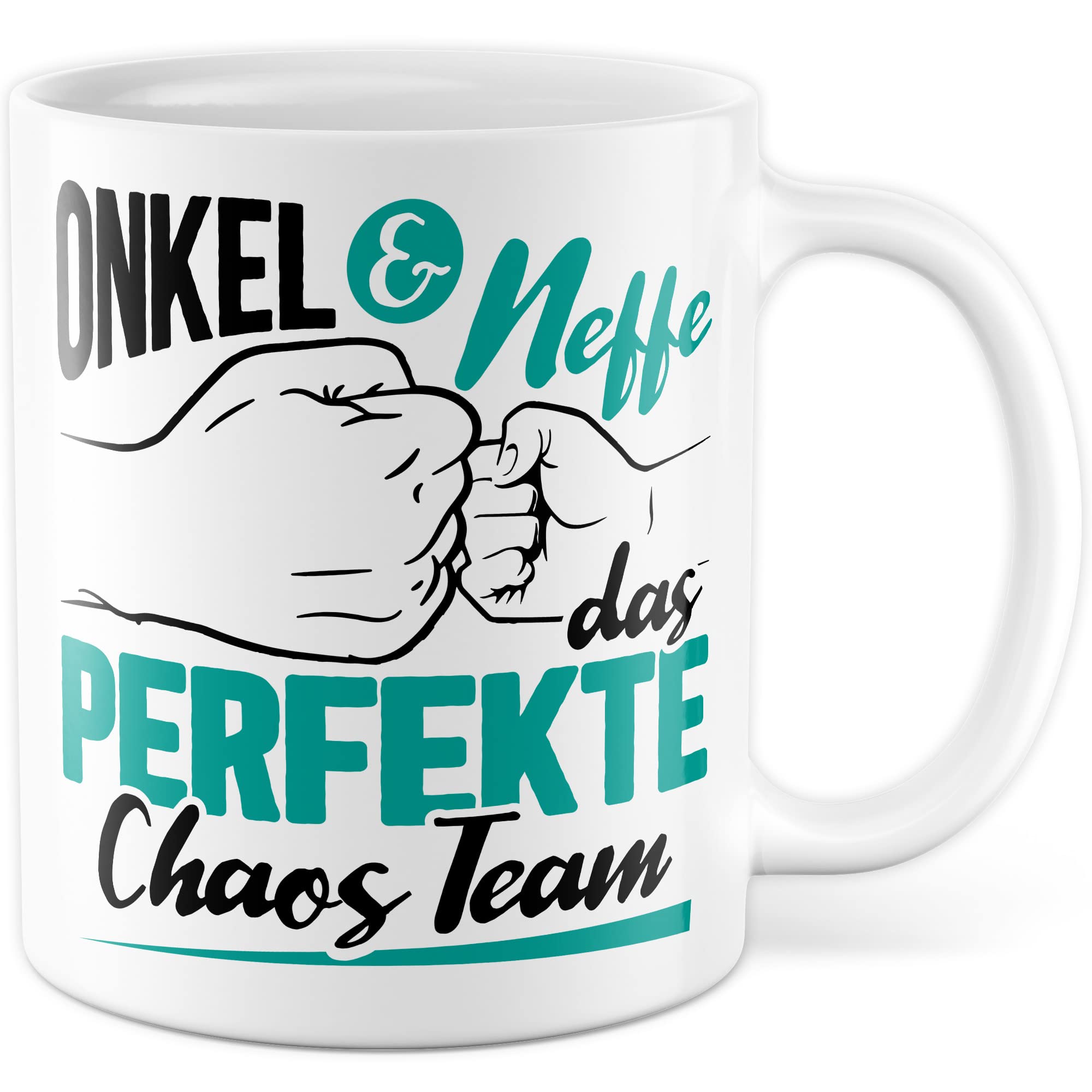 Onkel Tasse Neffe Geschenk lustig Chaos-Team Bruder Kaffeetasse Nichte Kaffee-Becher Geschenkidee Familie Humor Geschwister Patenonkel Pate Patenkind