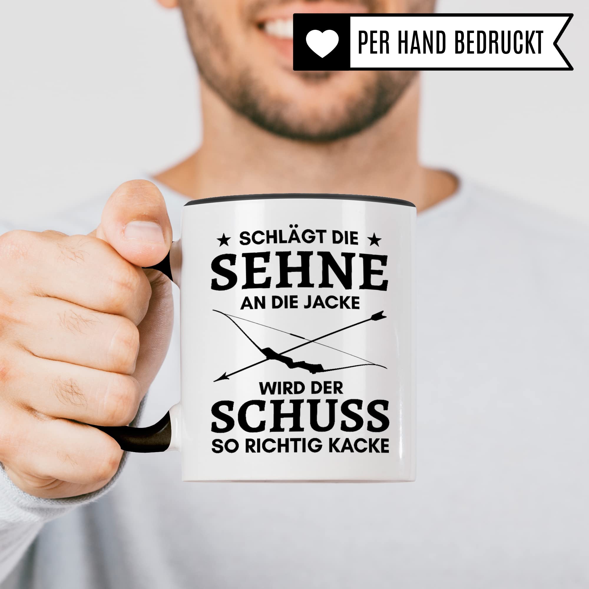 Bogenschießen Tasse, Bogensport Geschenk lustig Motiv, Pfeil und Bogen Geschenkidee Pfeilbogen Kaffeebecher Teetasse, Sportschütze Kaffeebecher