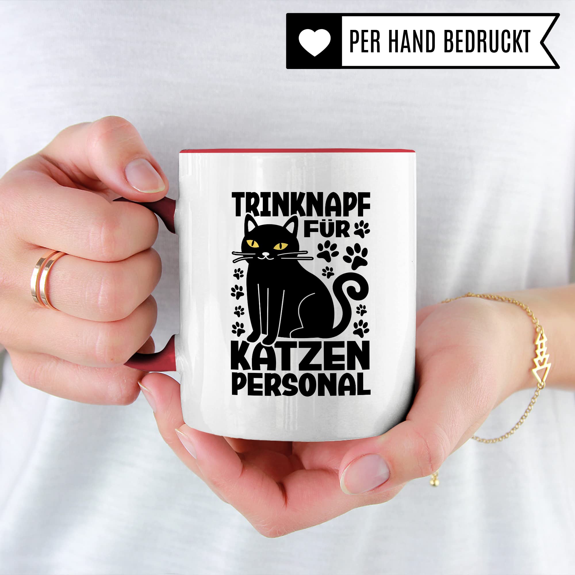 Katzen Tasse Kaffeetasse Humor Kaffee-Becher mit Spruch Katze Witz Katzenmama Trinknapf für Katzenpersonal Trinknapf Geschenk Geschenkidee für Katzenliebhaber Katzentasse Tasse fürs Büro